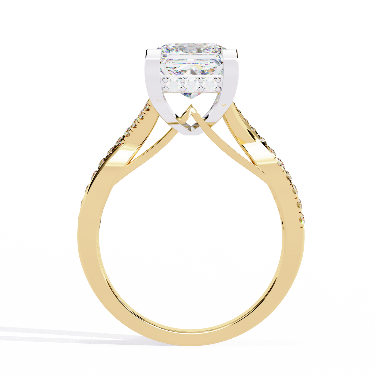radiant twist lab grown diamond ring