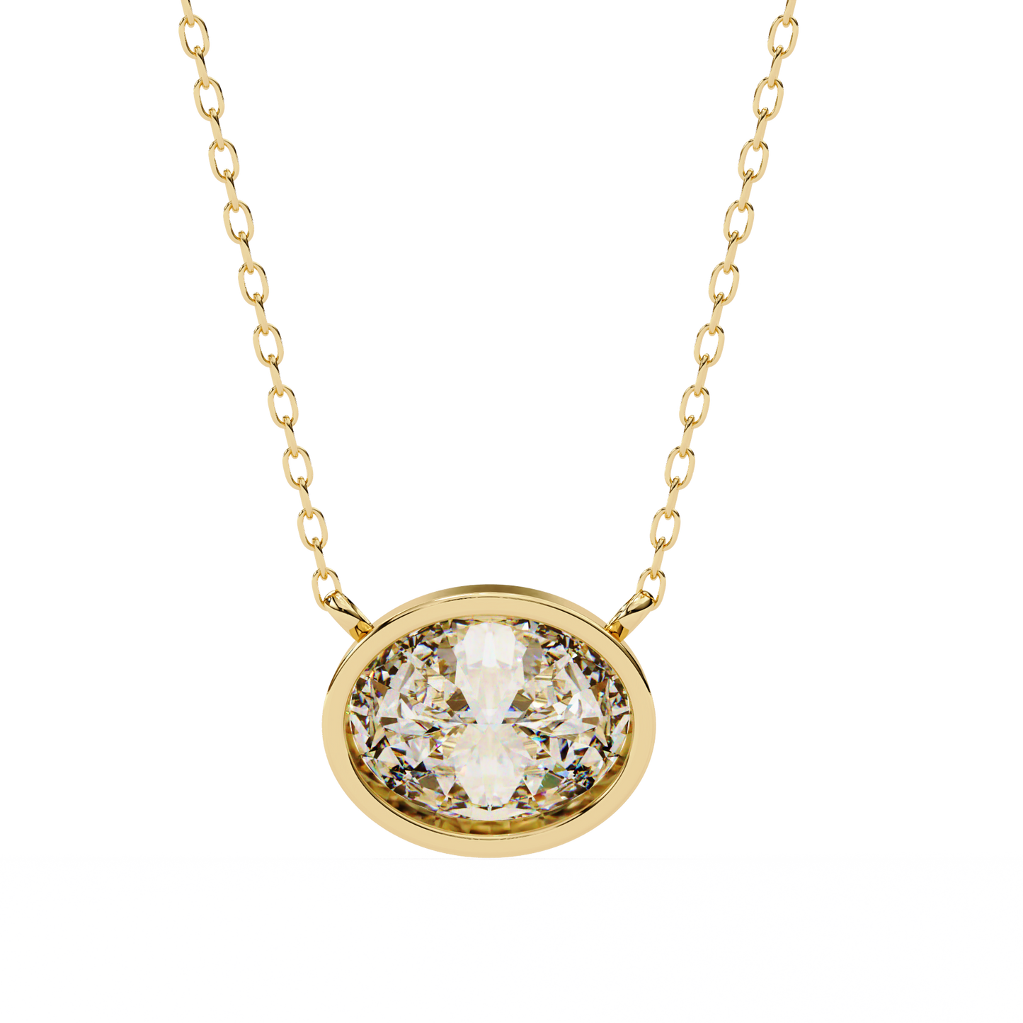 ella oval bezel solitaire lab grown diamond necklace