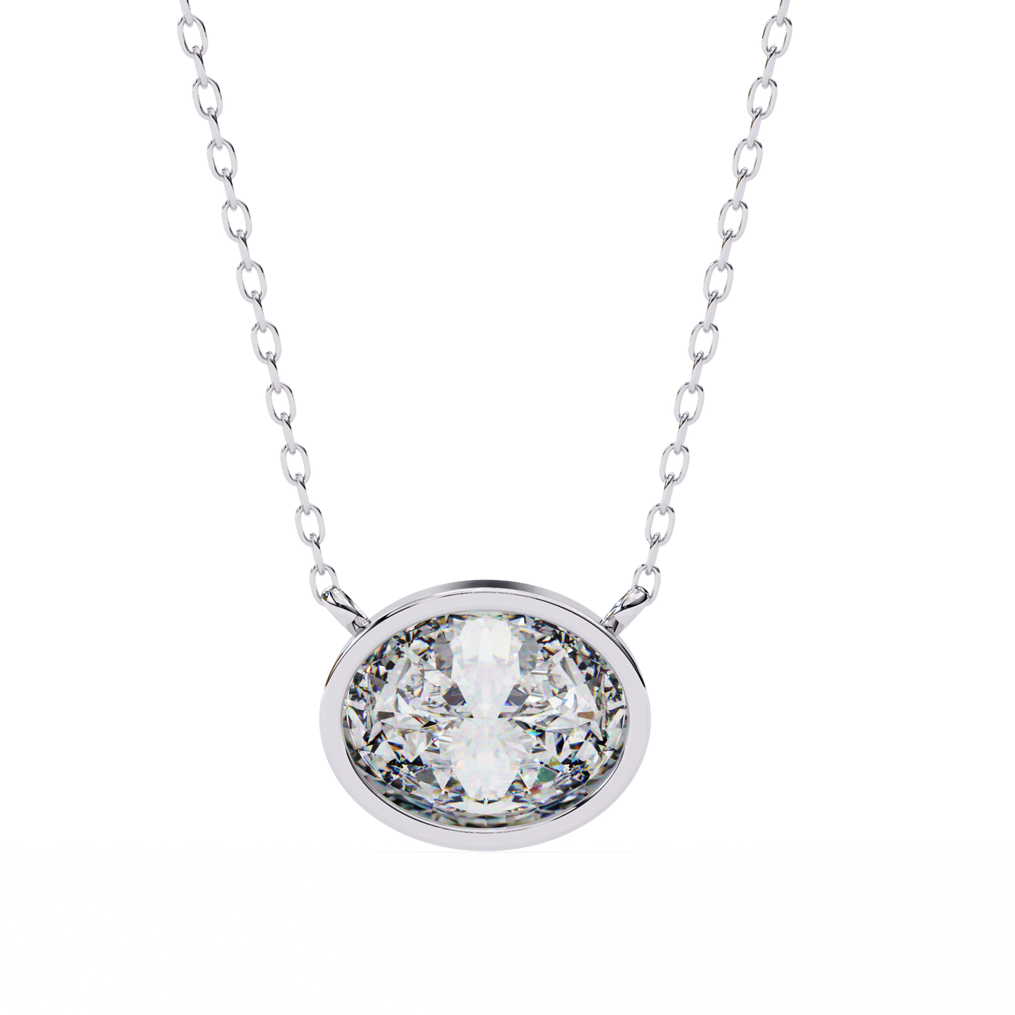 ella oval bezel solitaire lab grown diamond necklace