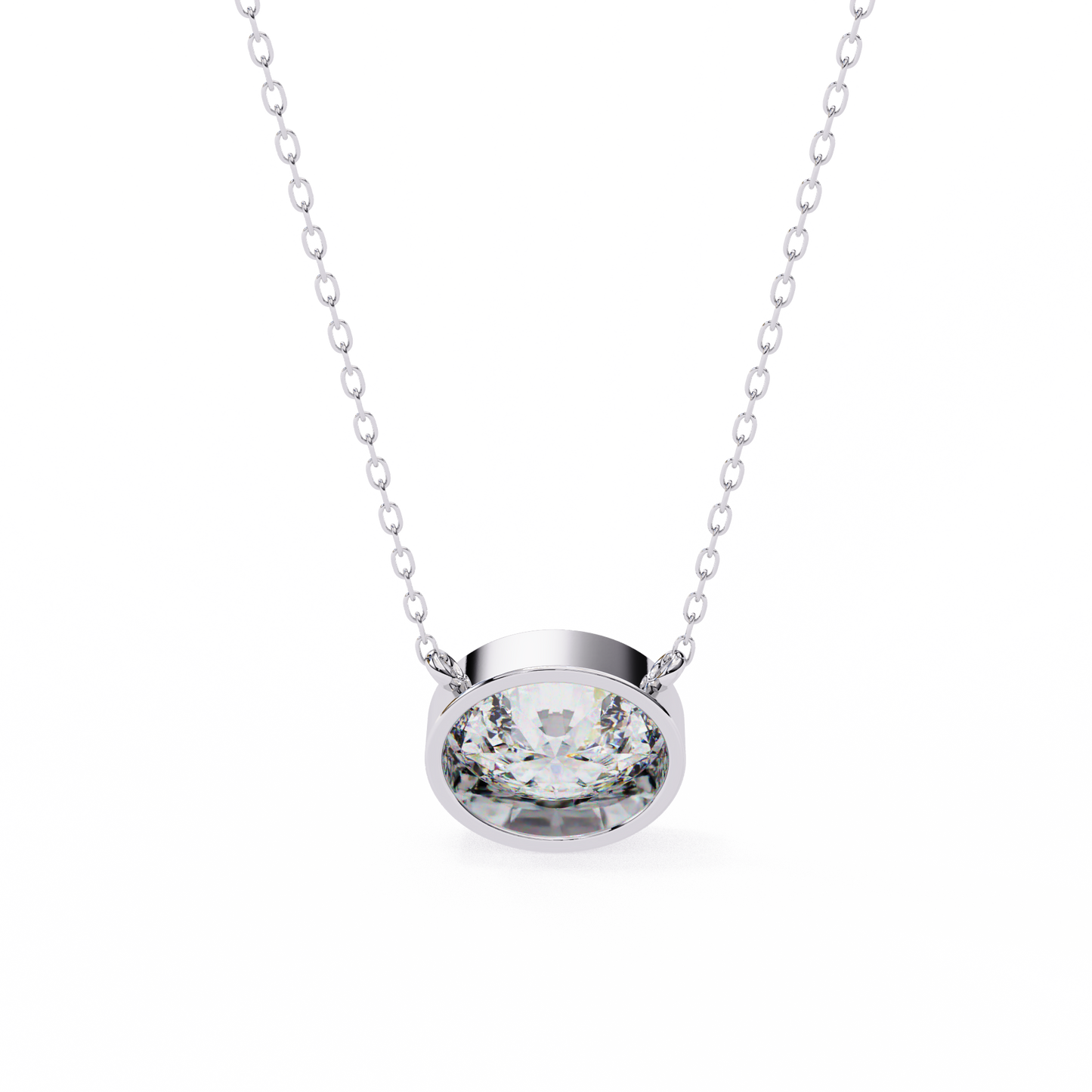 ella oval bezel solitaire lab grown diamond necklace