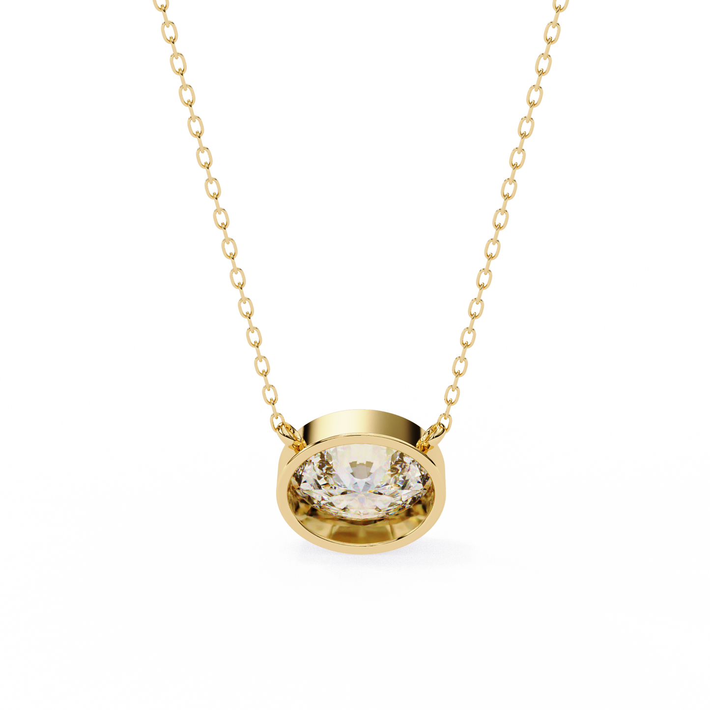 ella oval bezel solitaire lab grown diamond necklace
