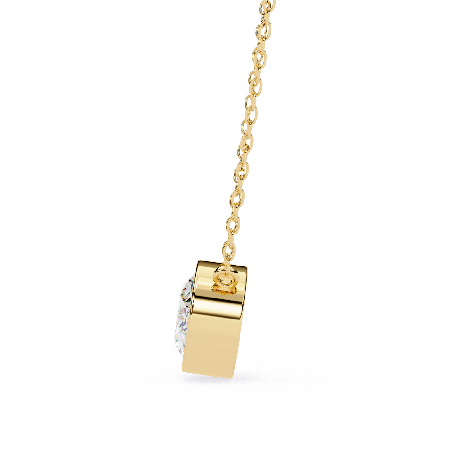ella oval bezel solitaire lab grown diamond necklace
