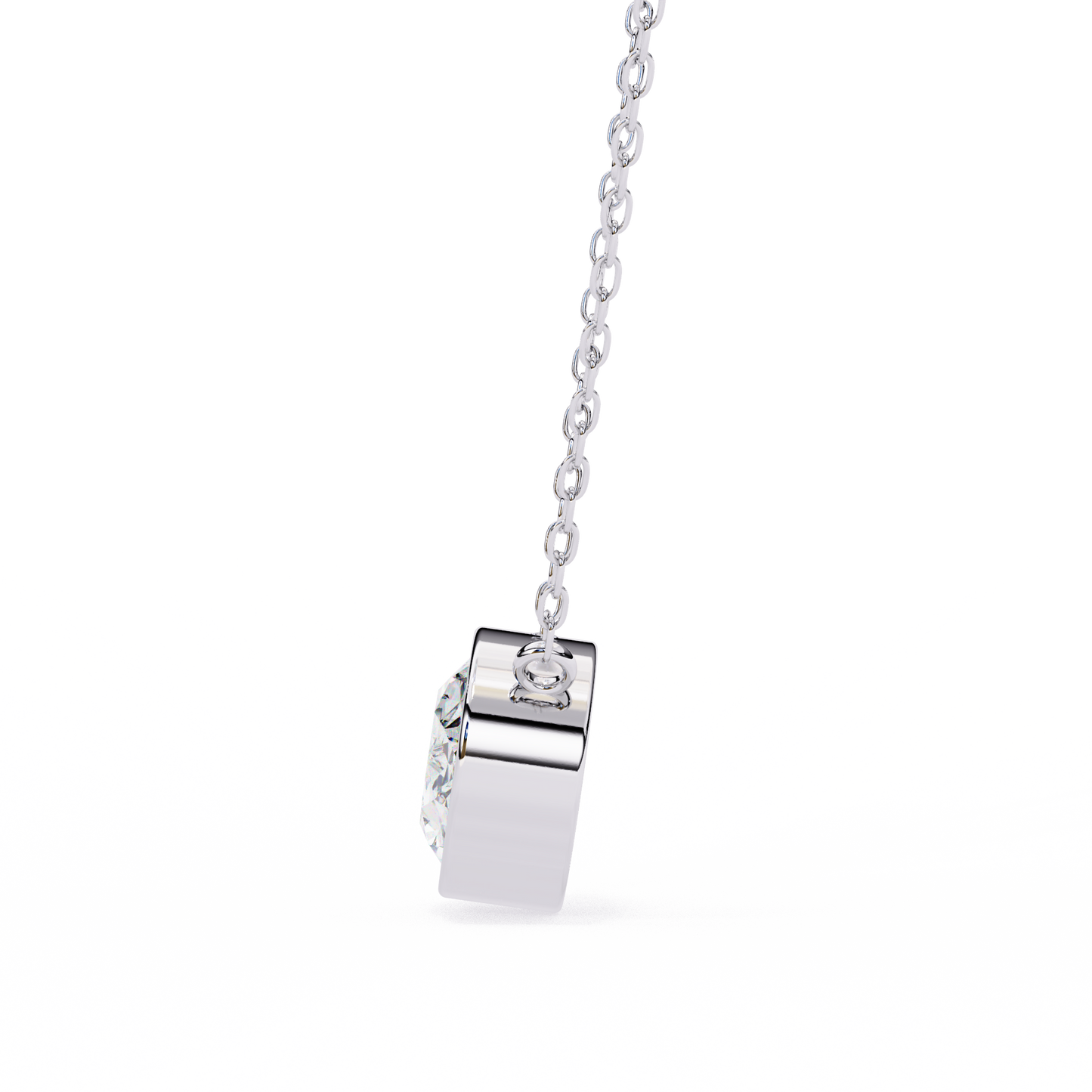 ella oval bezel solitaire lab grown diamond necklace