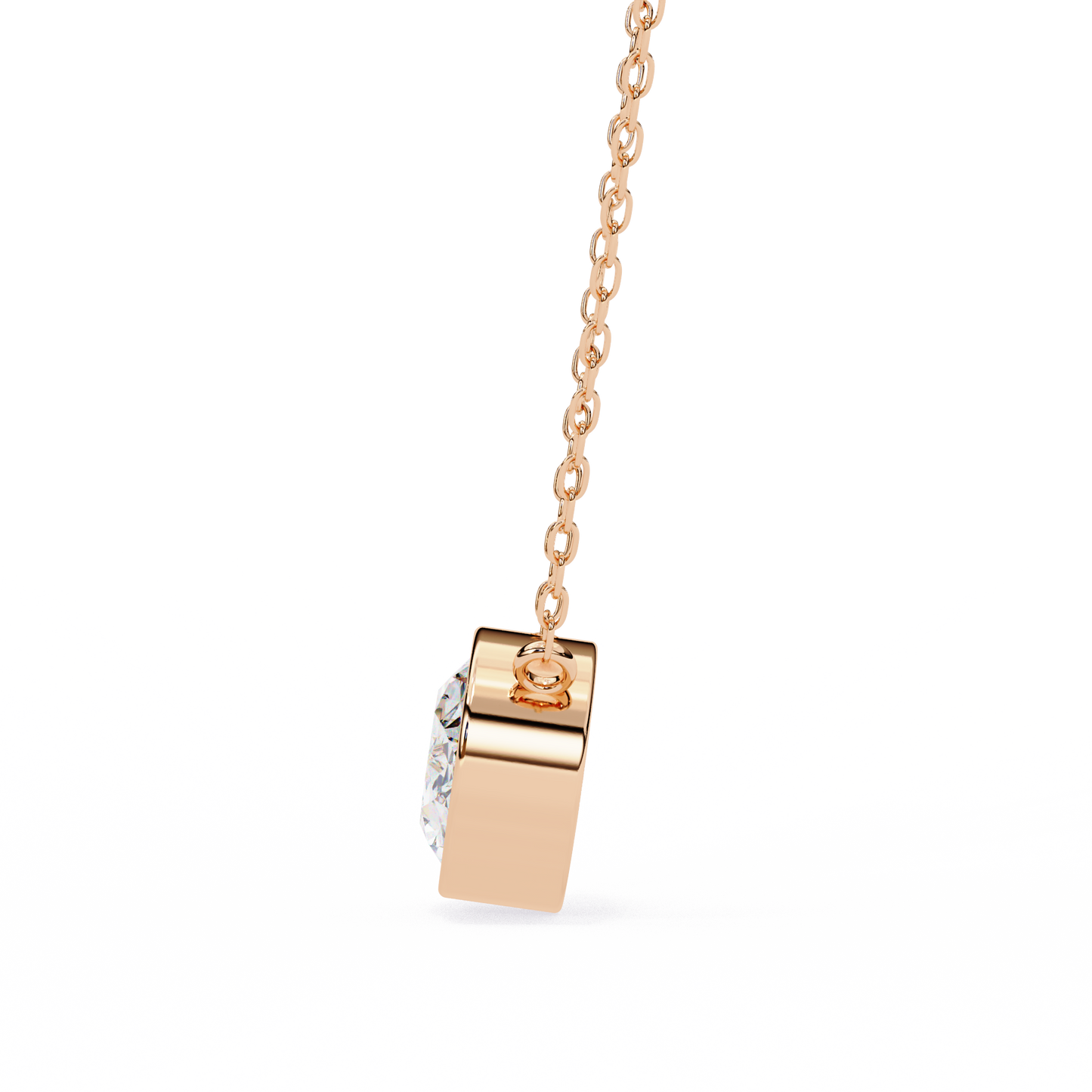 ella oval bezel solitaire lab grown diamond necklace