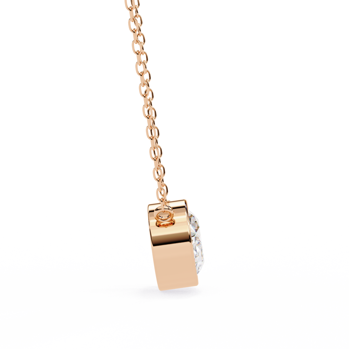 ella oval bezel solitaire lab grown diamond necklace