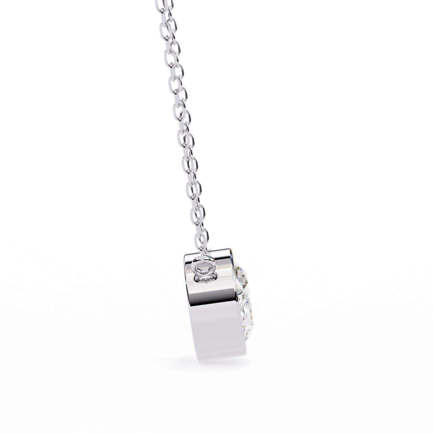 ella oval bezel solitaire lab grown diamond necklace