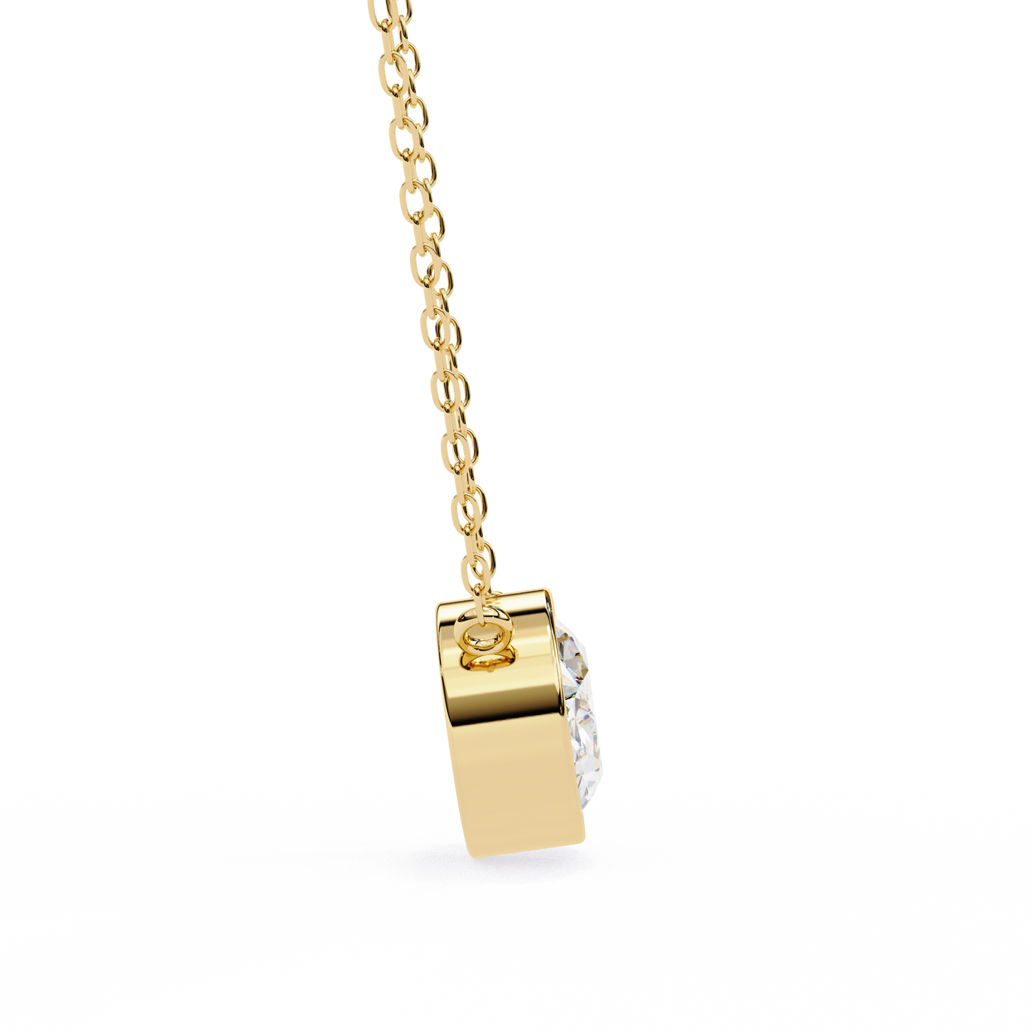 ella oval bezel solitaire lab grown diamond necklace