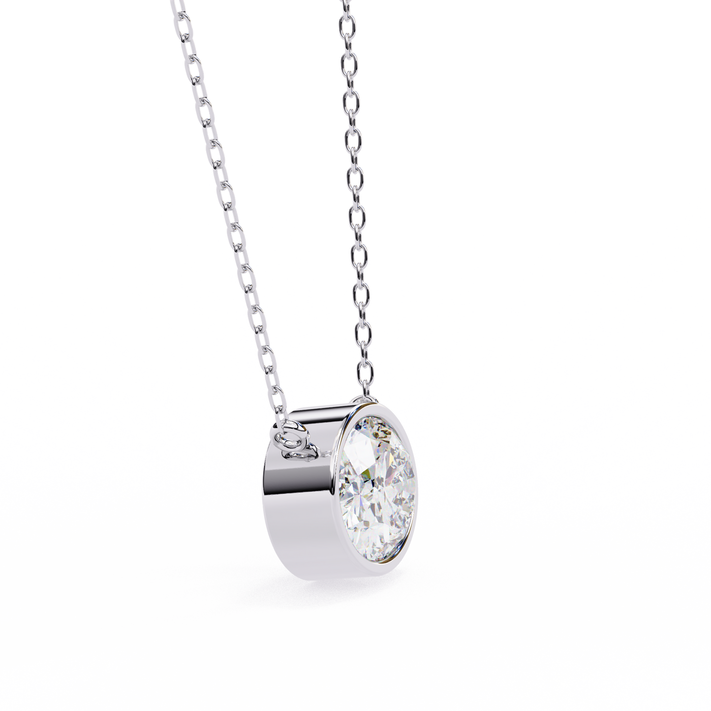 ella oval bezel solitaire lab grown diamond necklace