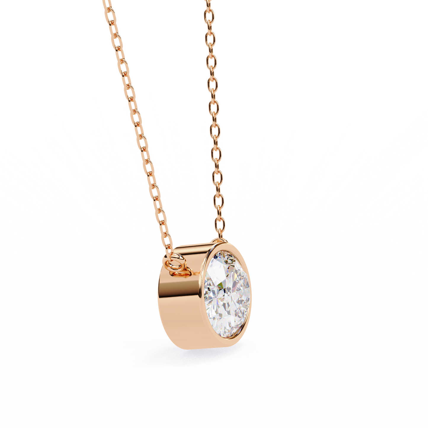 ella oval bezel solitaire lab grown diamond necklace