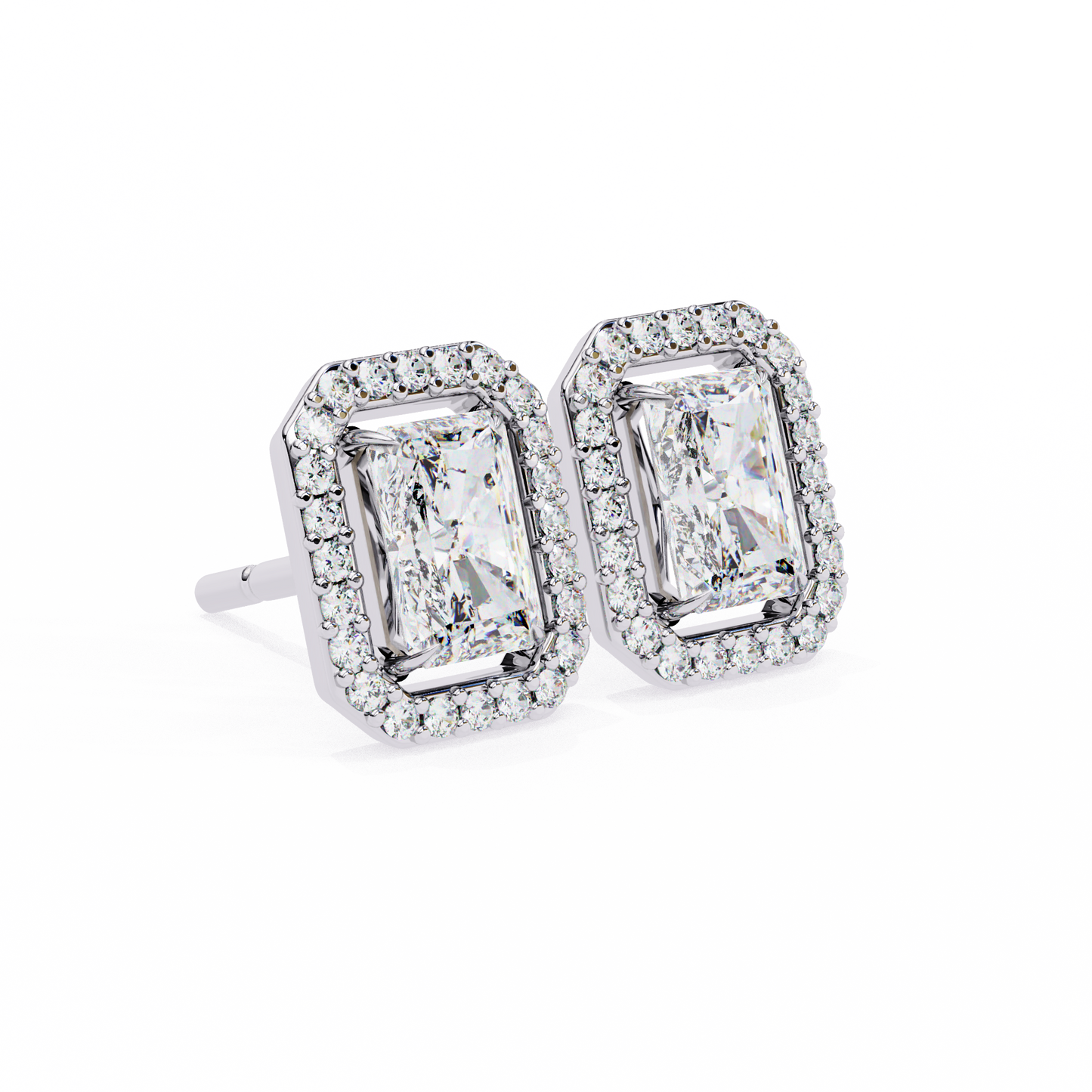 gatsby emerald halo lab grown diamond studs