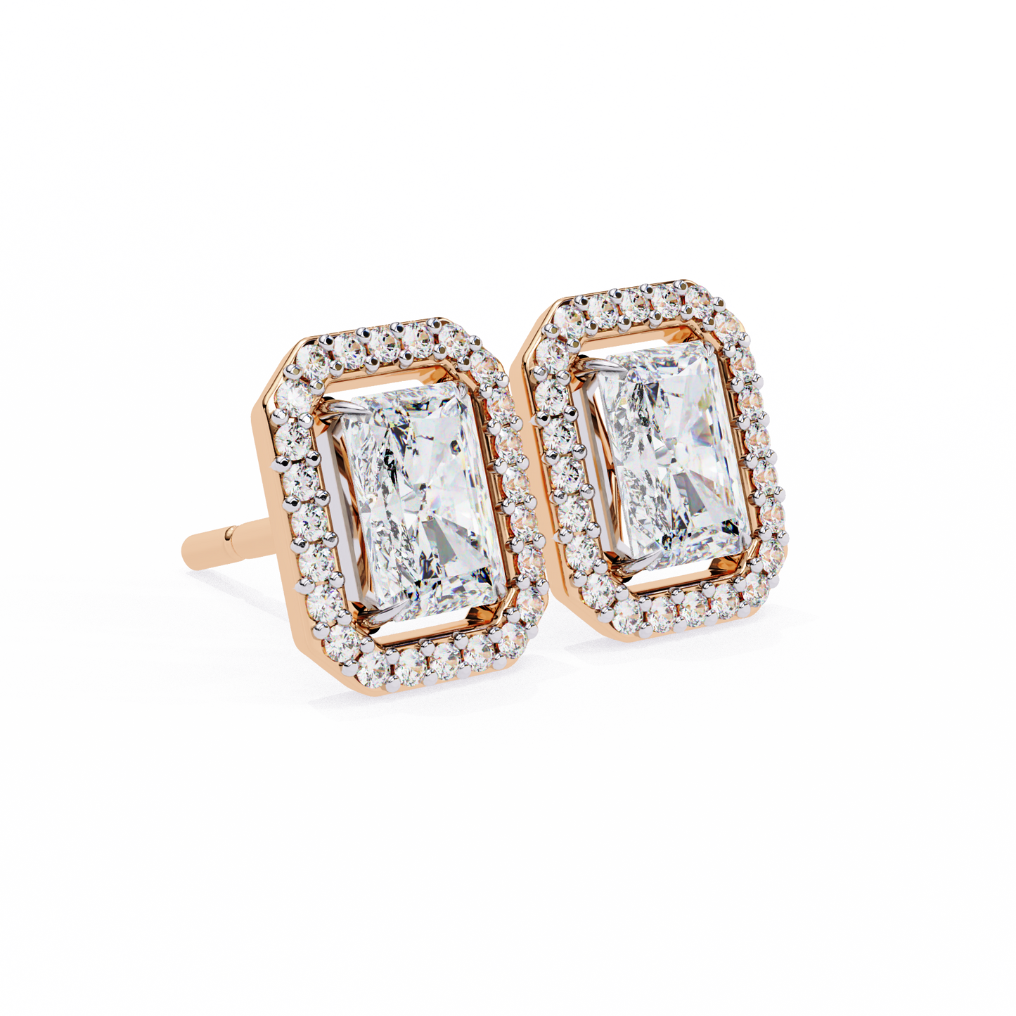 gatsby emerald halo lab grown diamond studs