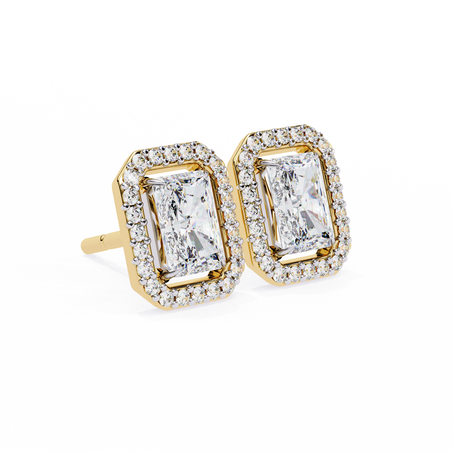gatsby emerald halo lab grown diamond studs