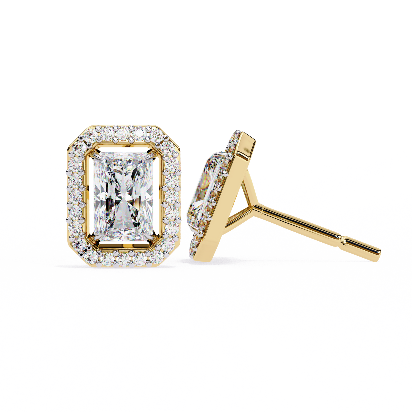 gatsby emerald halo lab grown diamond studs