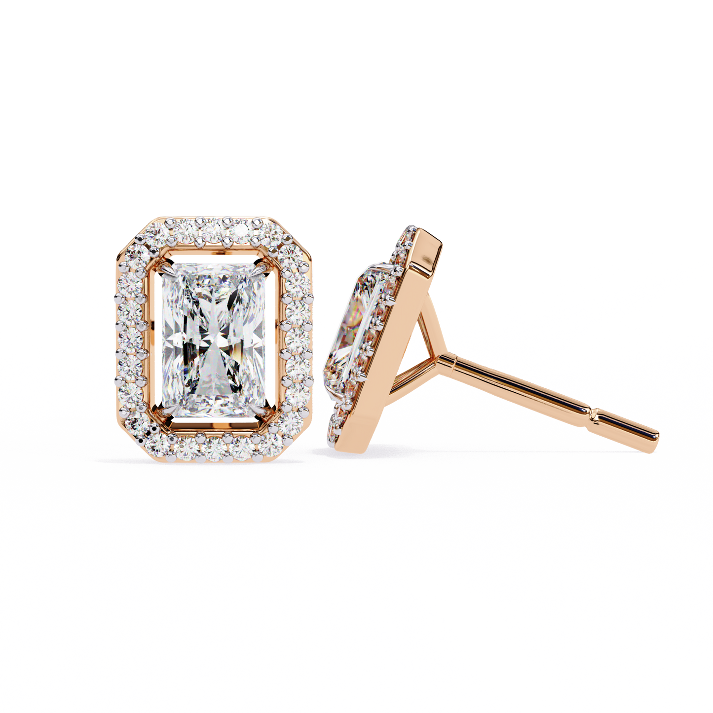 gatsby emerald halo lab grown diamond studs