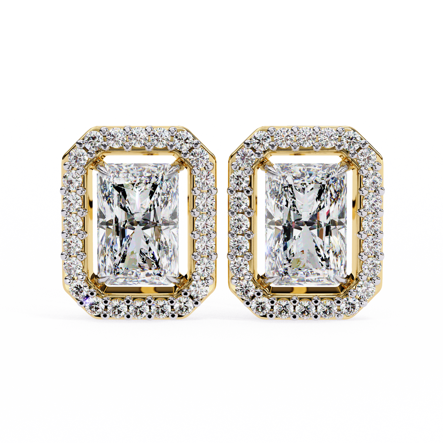 gatsby emerald halo lab grown diamond studs