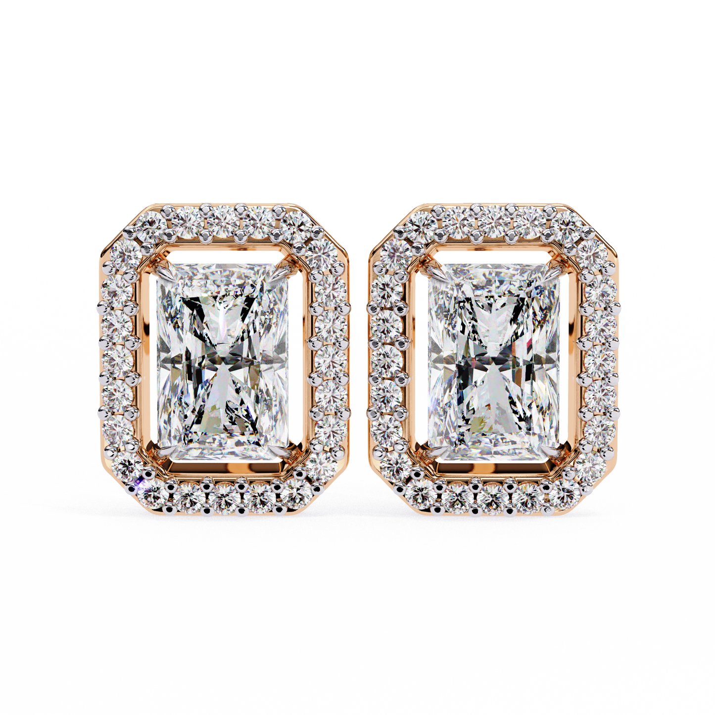 gatsby emerald halo lab grown diamond studs