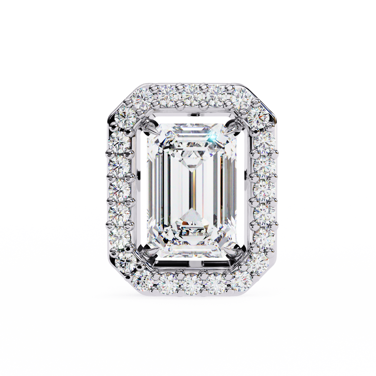 empire emerald halo lab grown diamond studs
