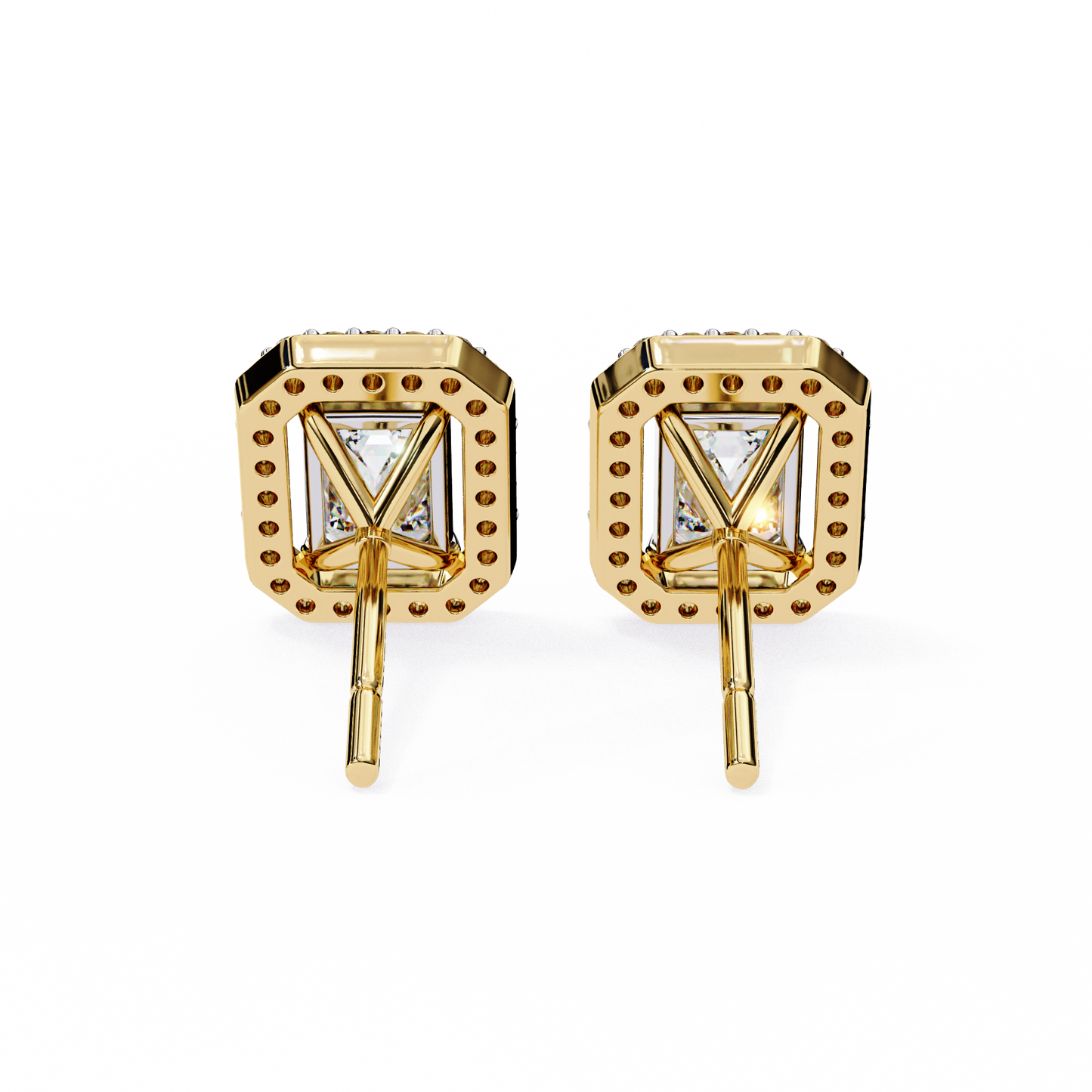 empire emerald halo lab grown diamond studs