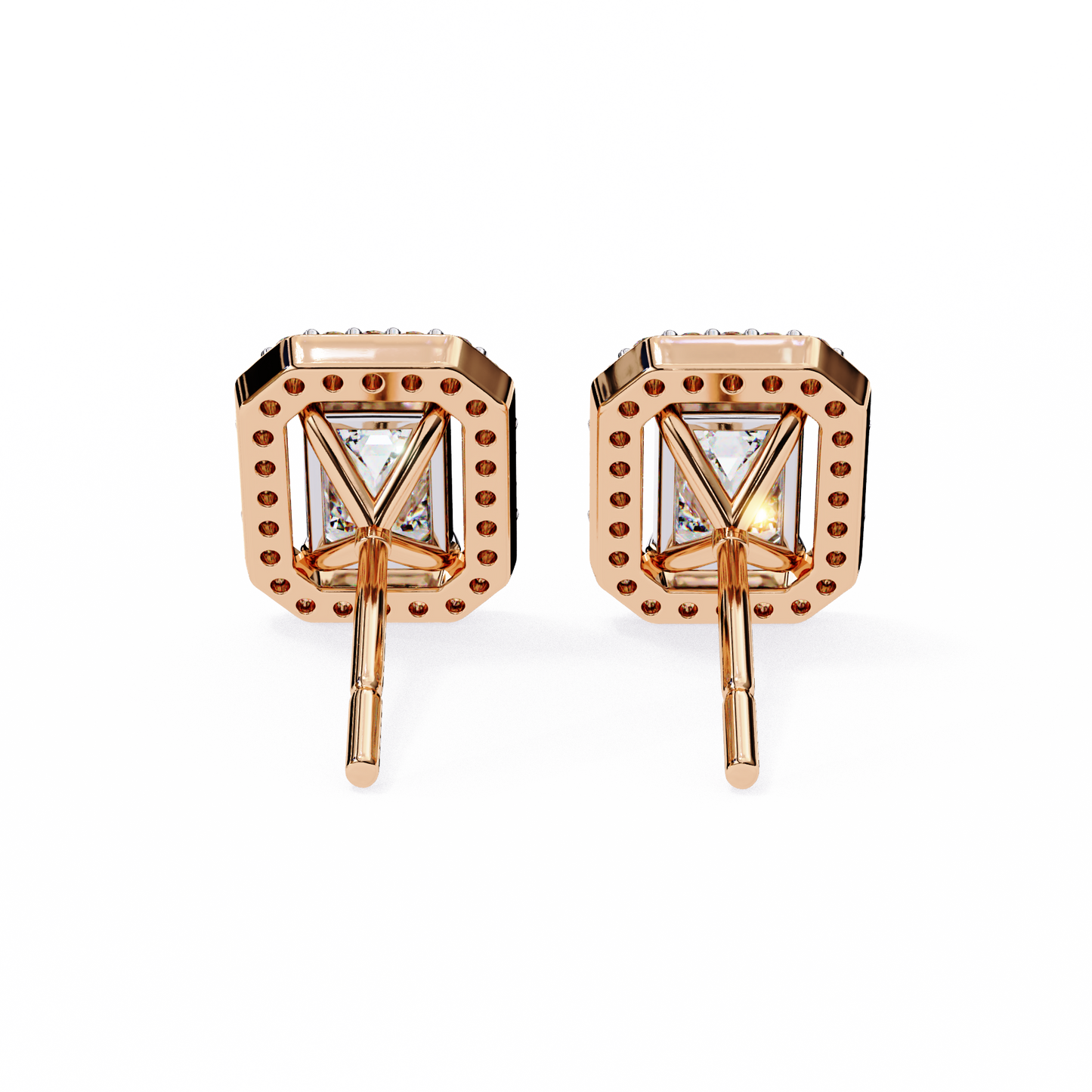 empire emerald halo lab grown diamond studs