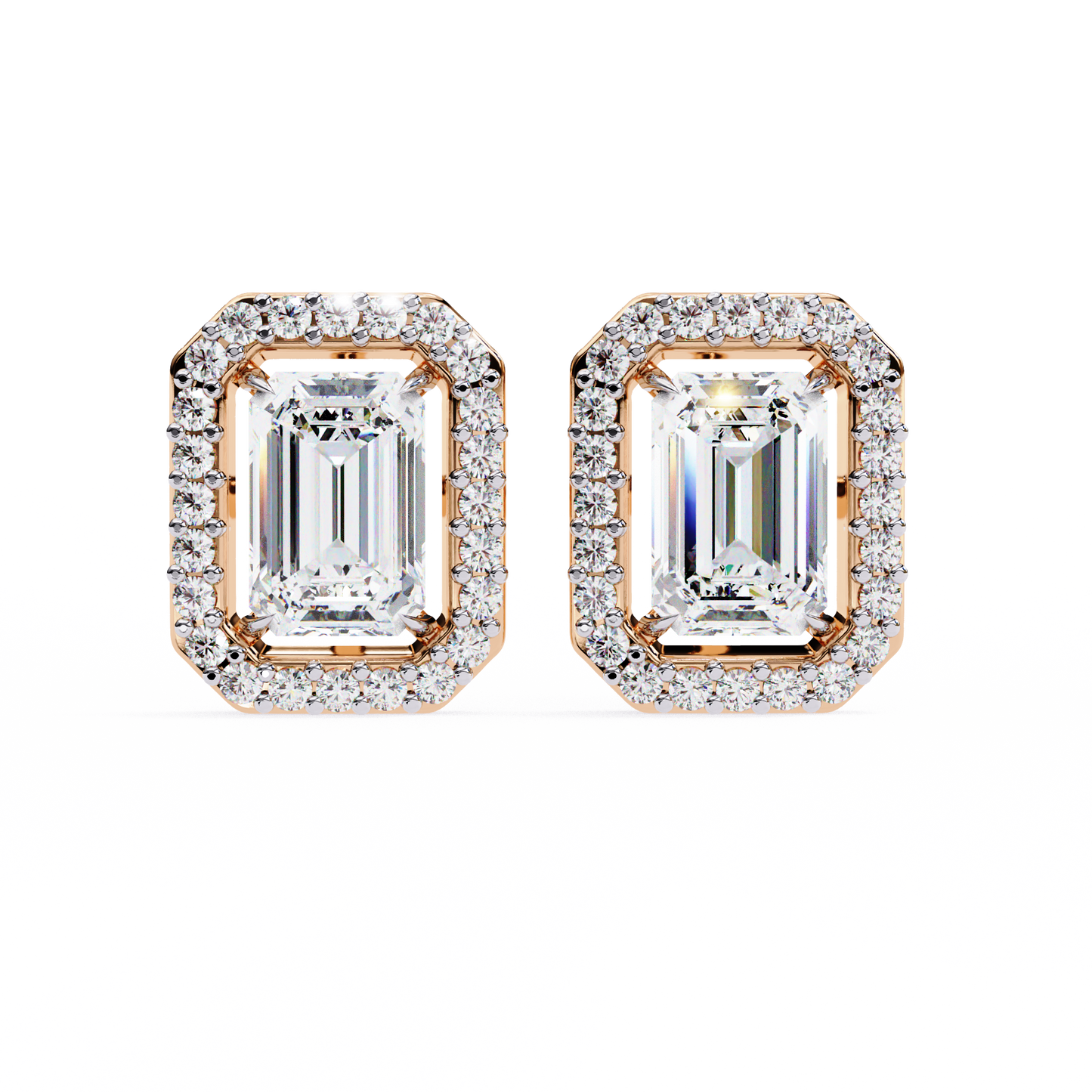 empire emerald halo lab grown diamond studs