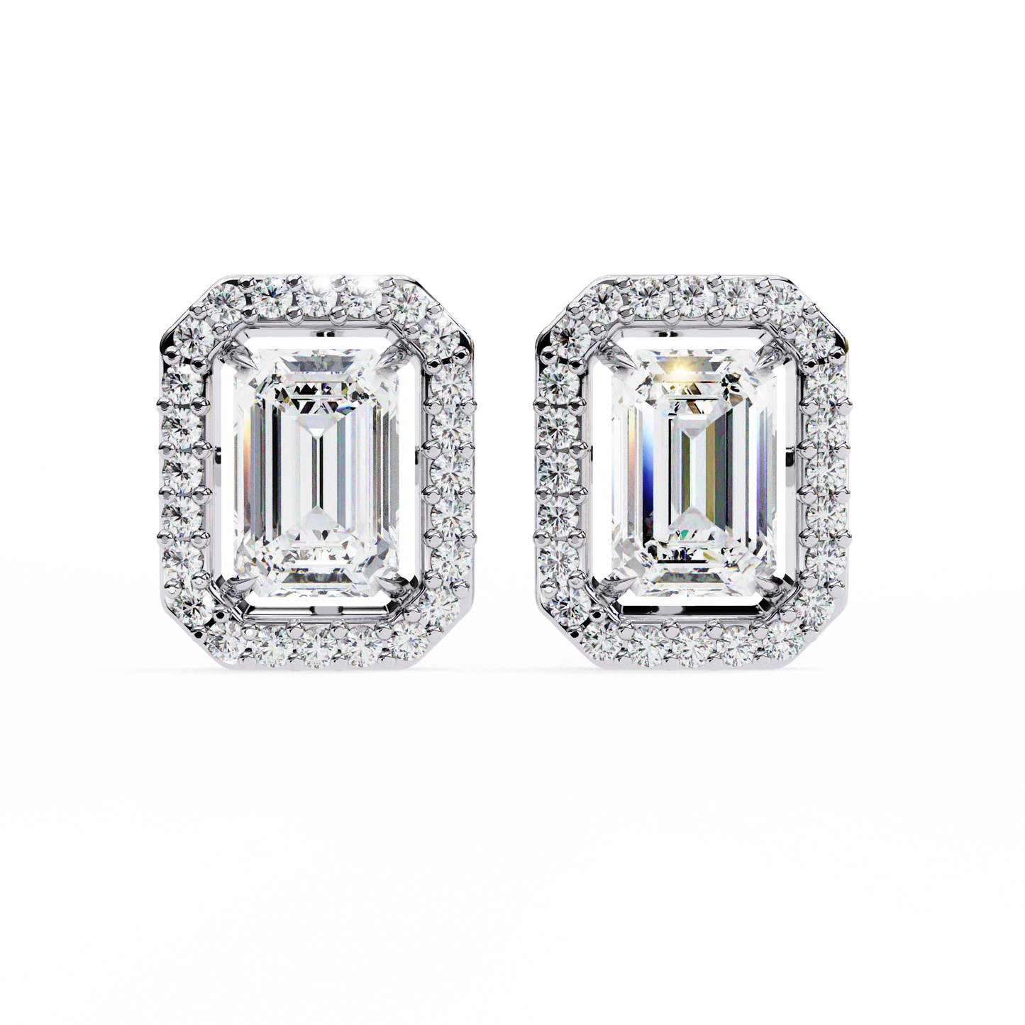 empire emerald halo lab grown diamond studs