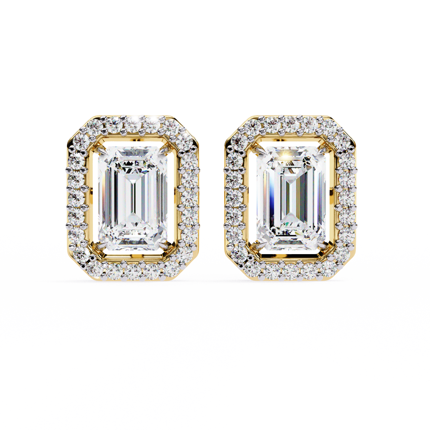 empire emerald halo lab grown diamond studs