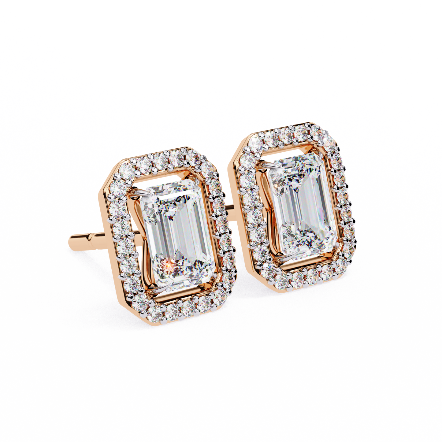 empire emerald halo lab grown diamond studs