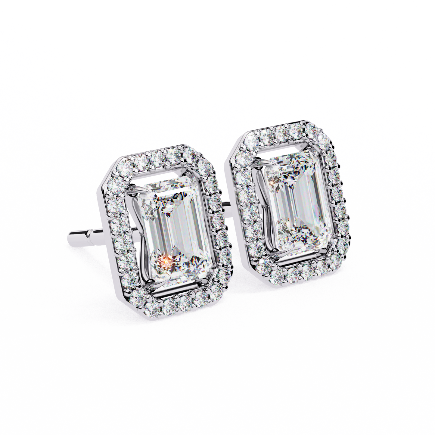 empire emerald halo lab grown diamond studs