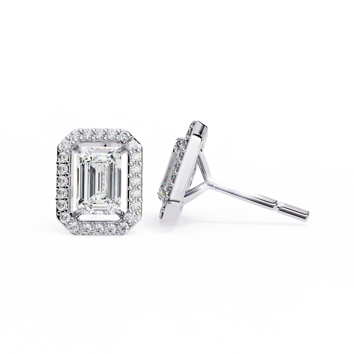 empire emerald halo lab grown diamond studs