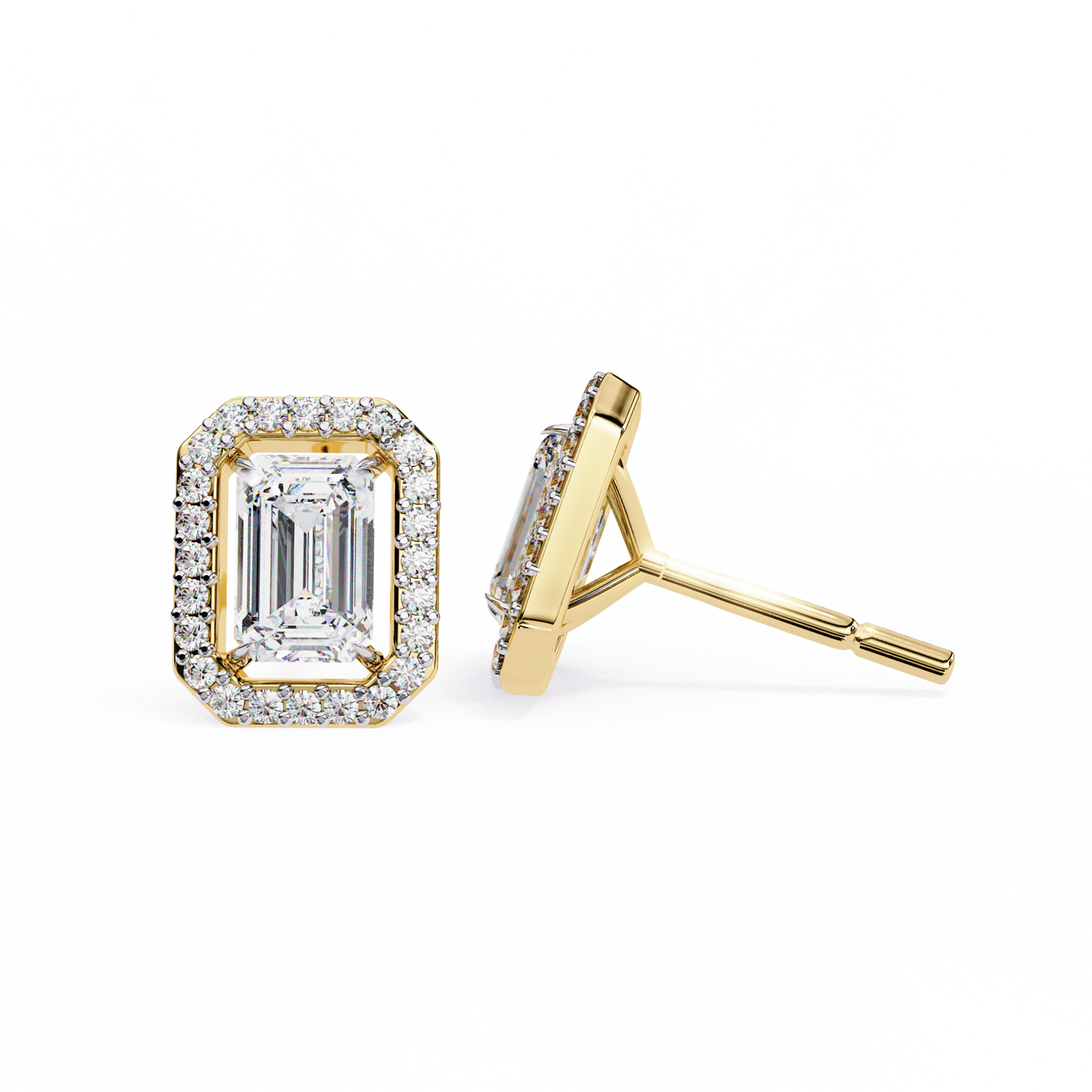 empire emerald halo lab grown diamond studs