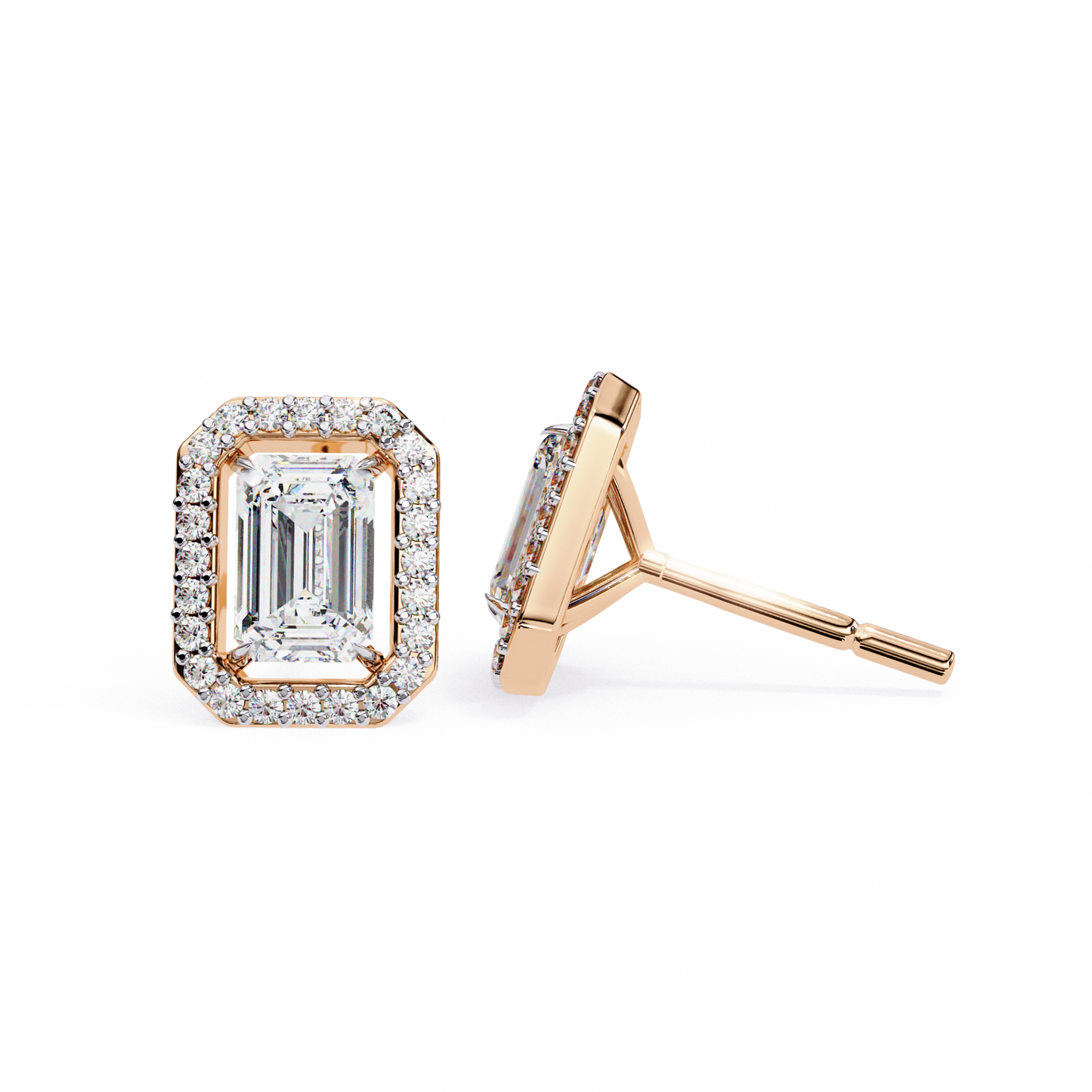 empire emerald halo lab grown diamond studs