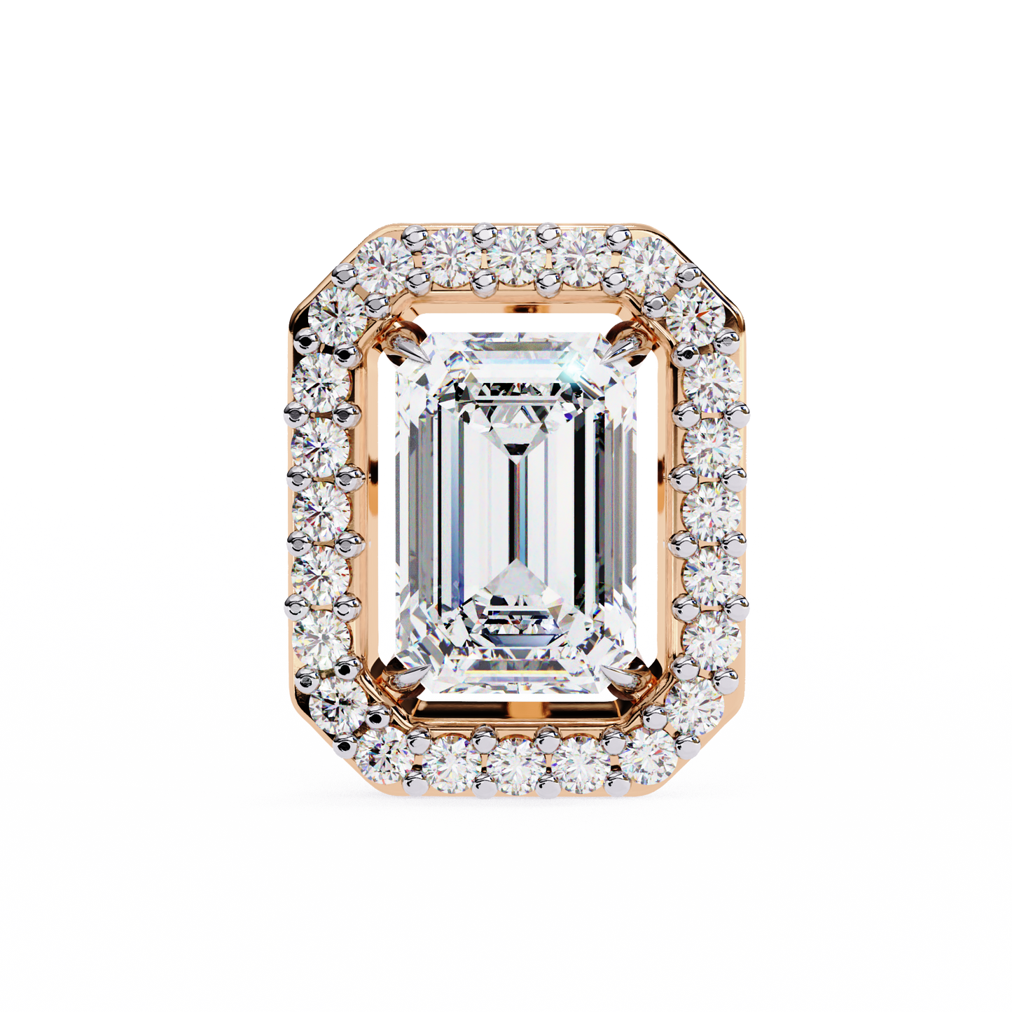 empire emerald halo lab grown diamond studs