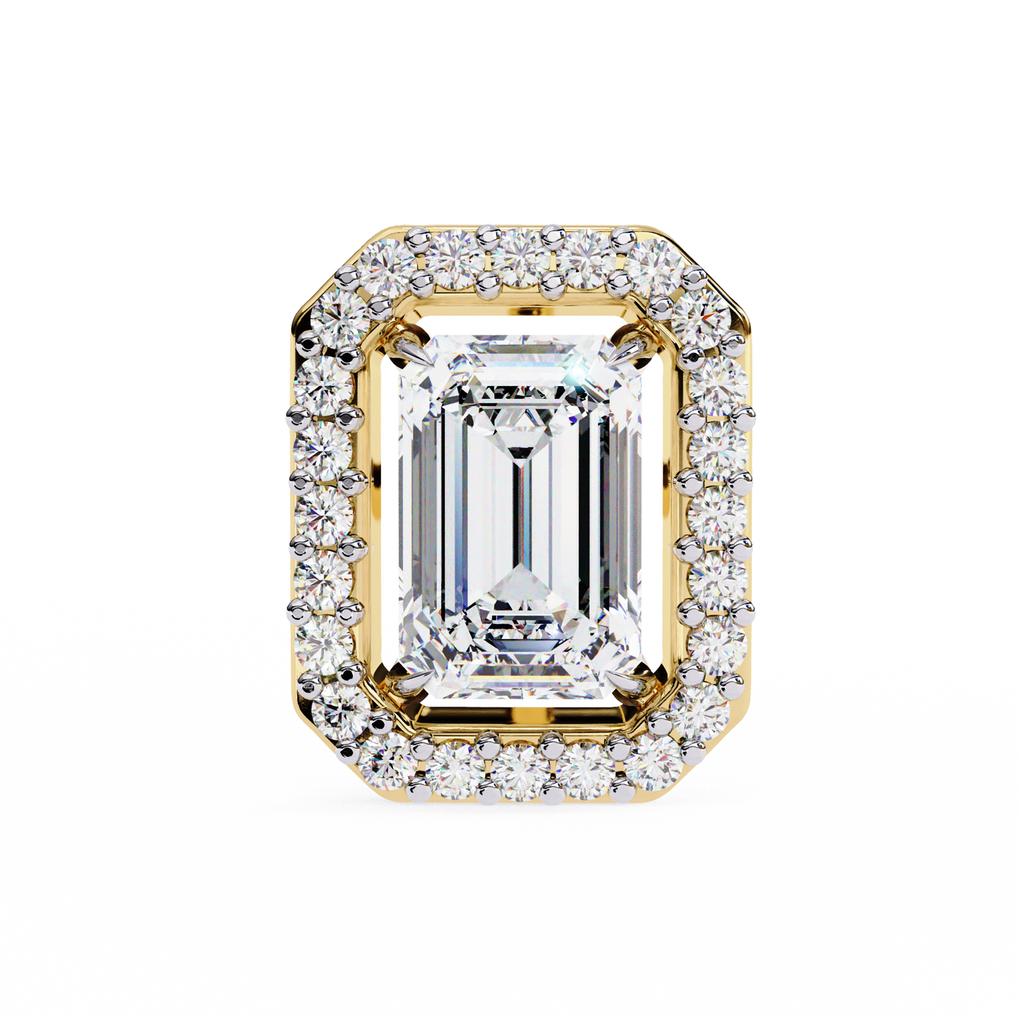 empire emerald halo lab grown diamond studs