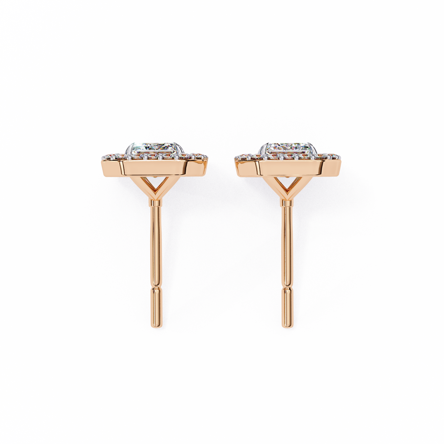 empire emerald halo lab grown diamond studs