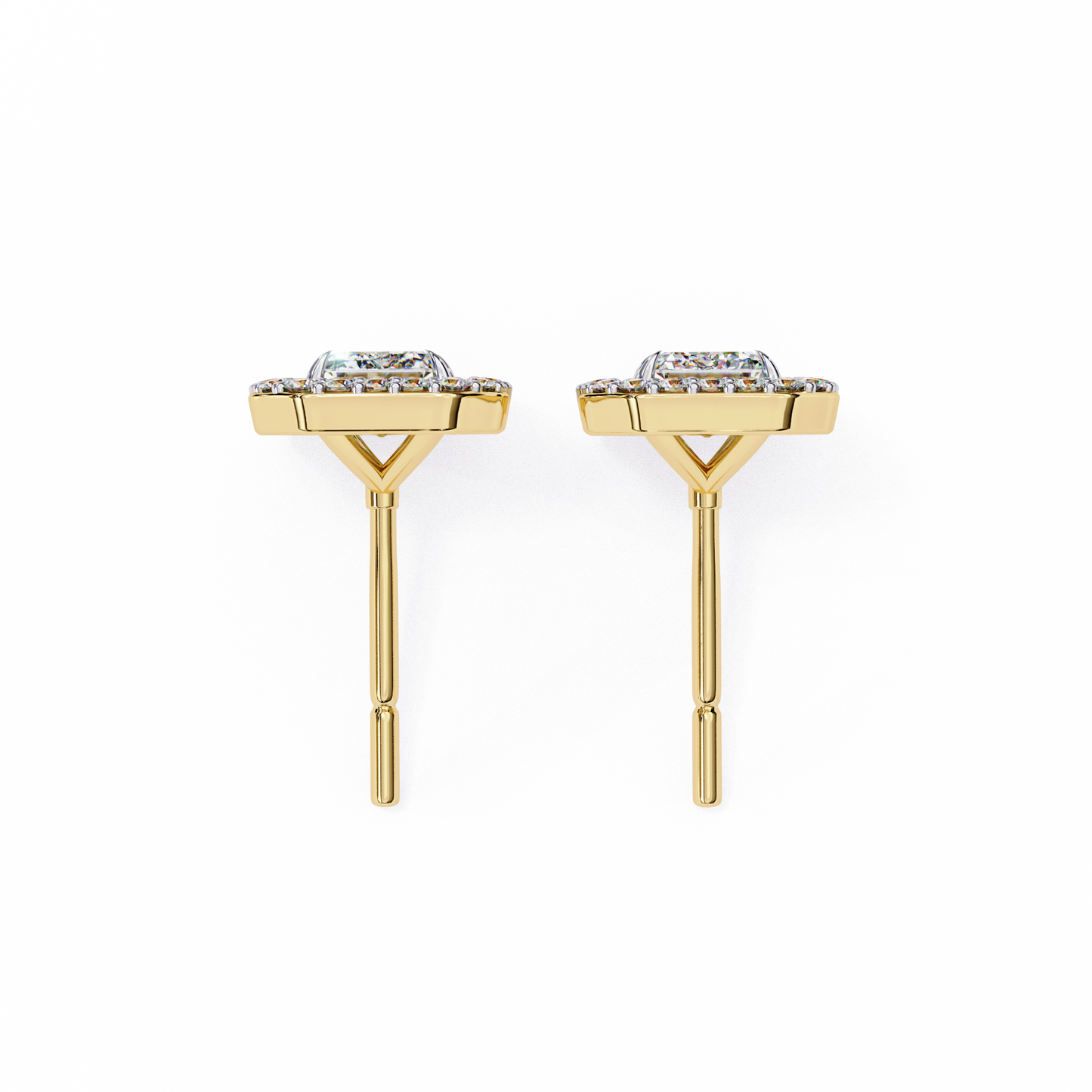 empire emerald halo lab grown diamond studs