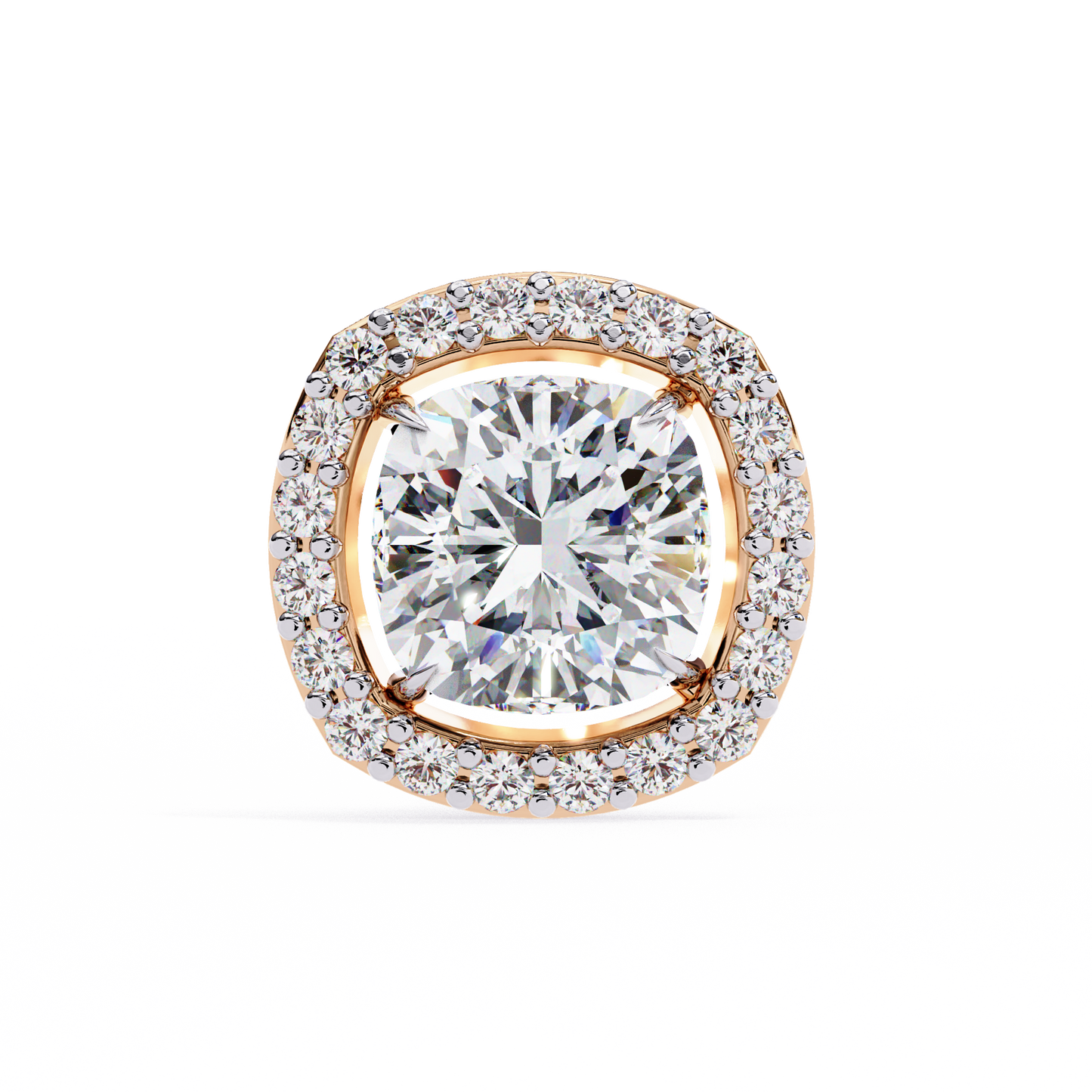 serene cushion halo lab grown diamond studs