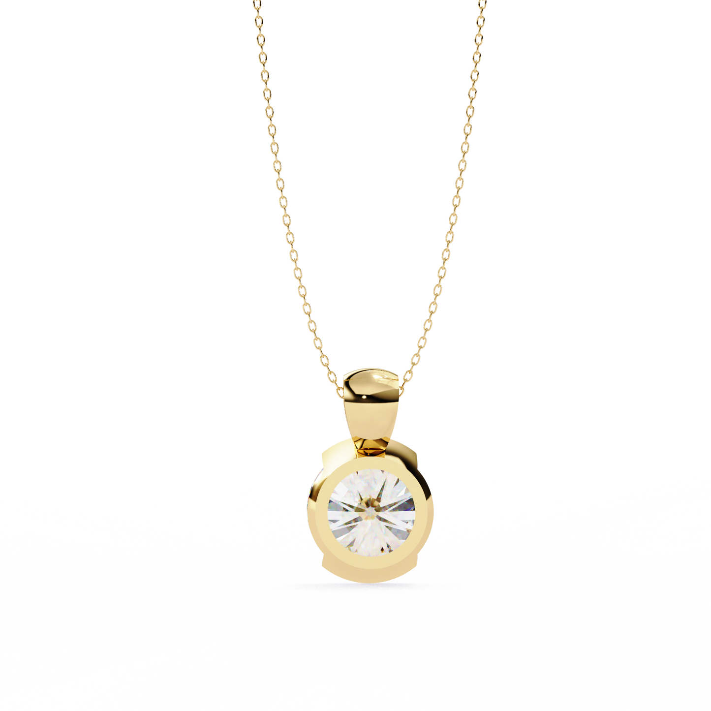 solara bezel round lab grown diamond pendant