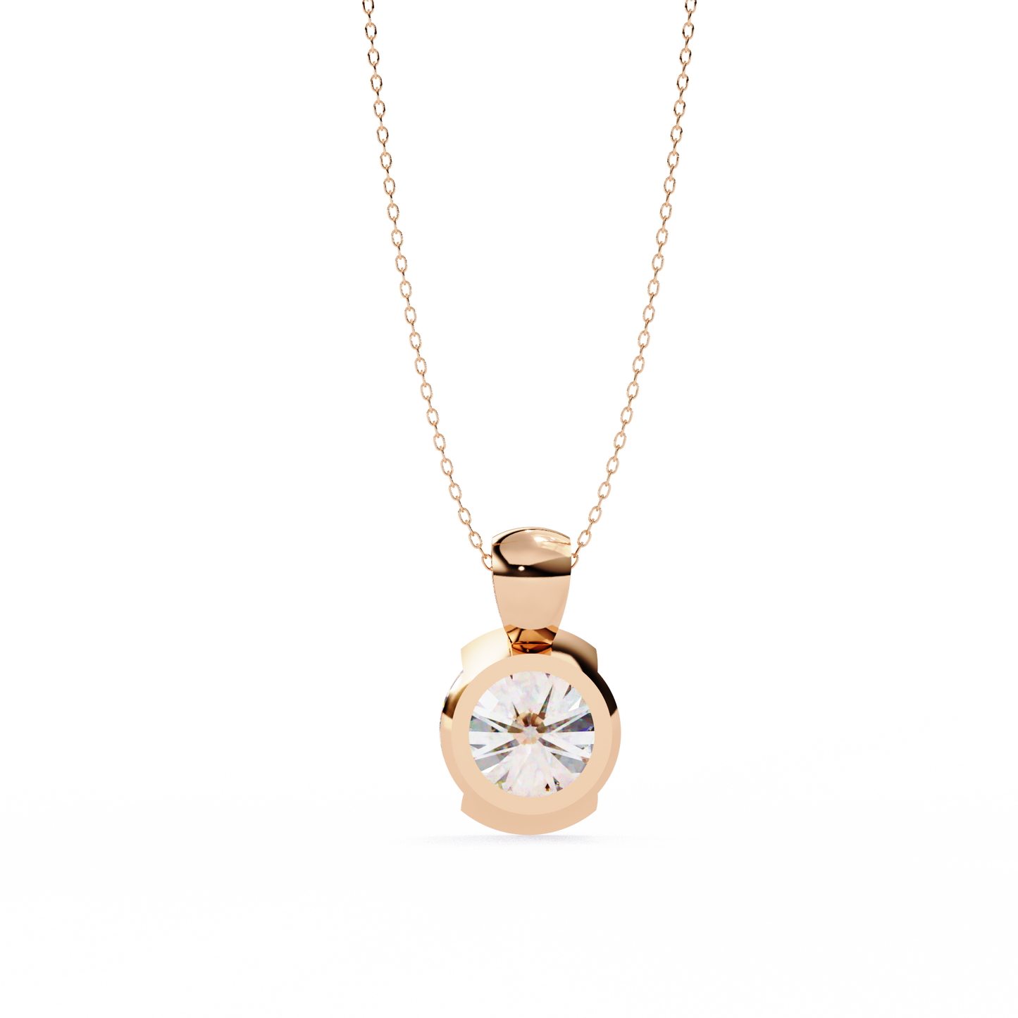 solara bezel round lab grown diamond pendant