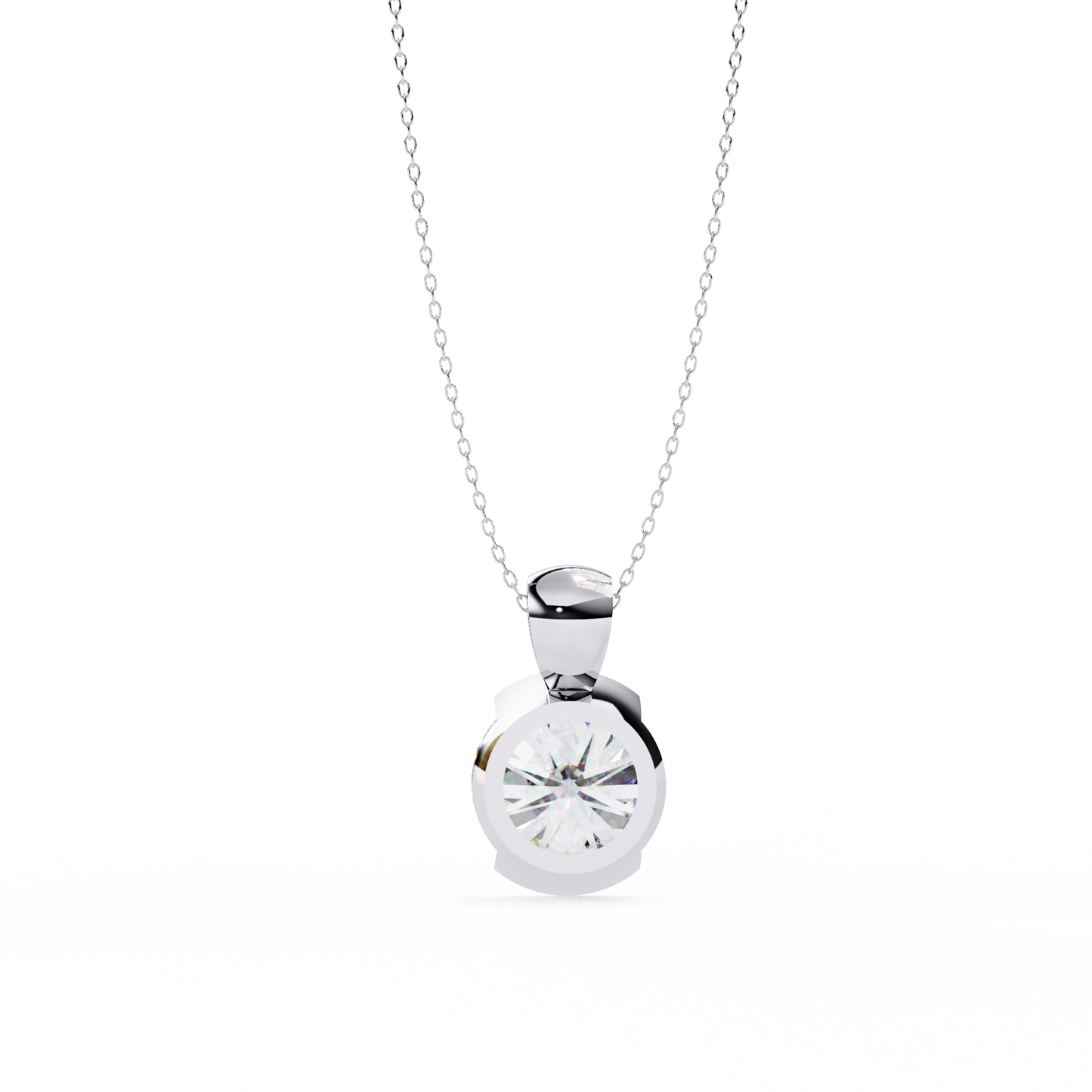 solara bezel round lab grown diamond pendant