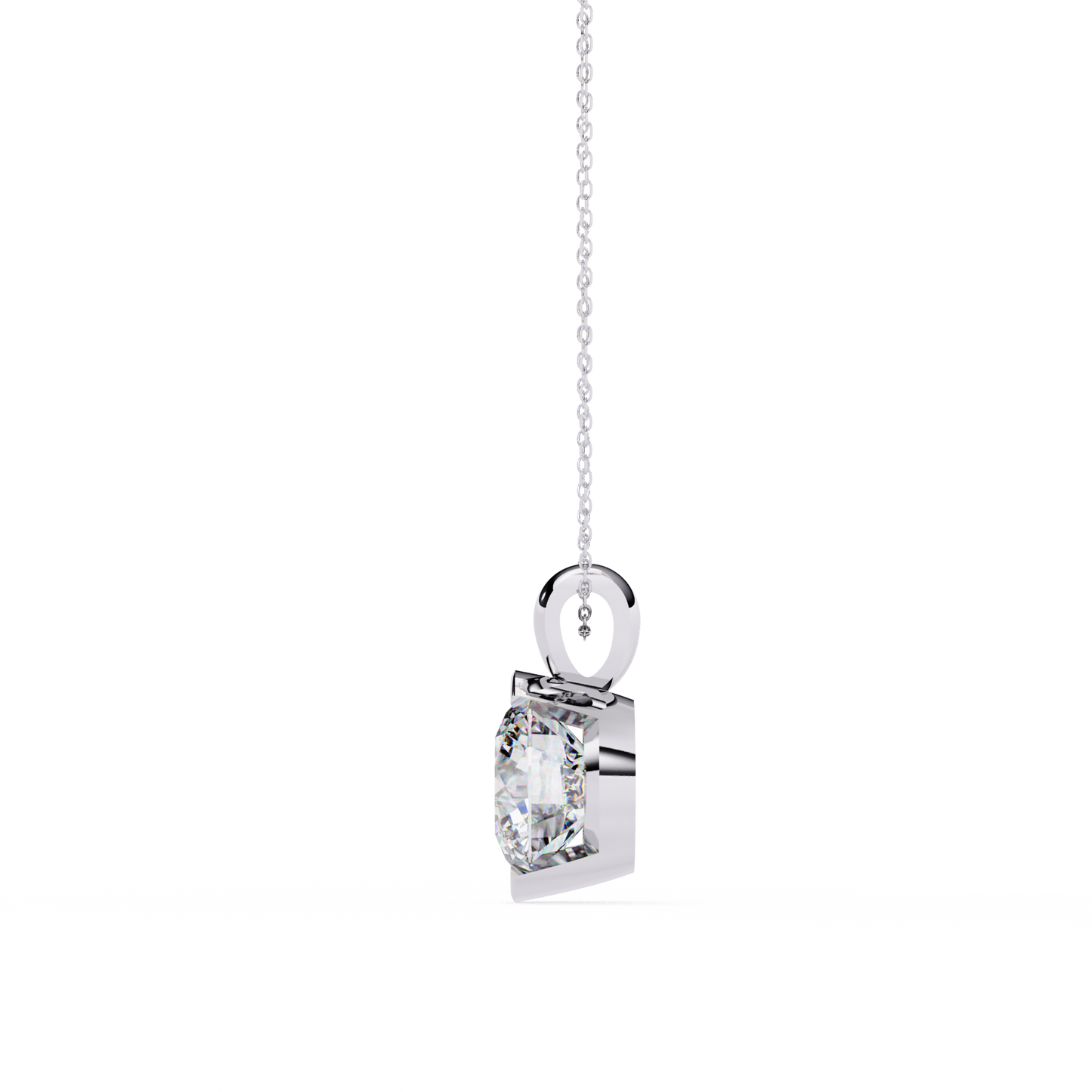 solara bezel round lab grown diamond pendant