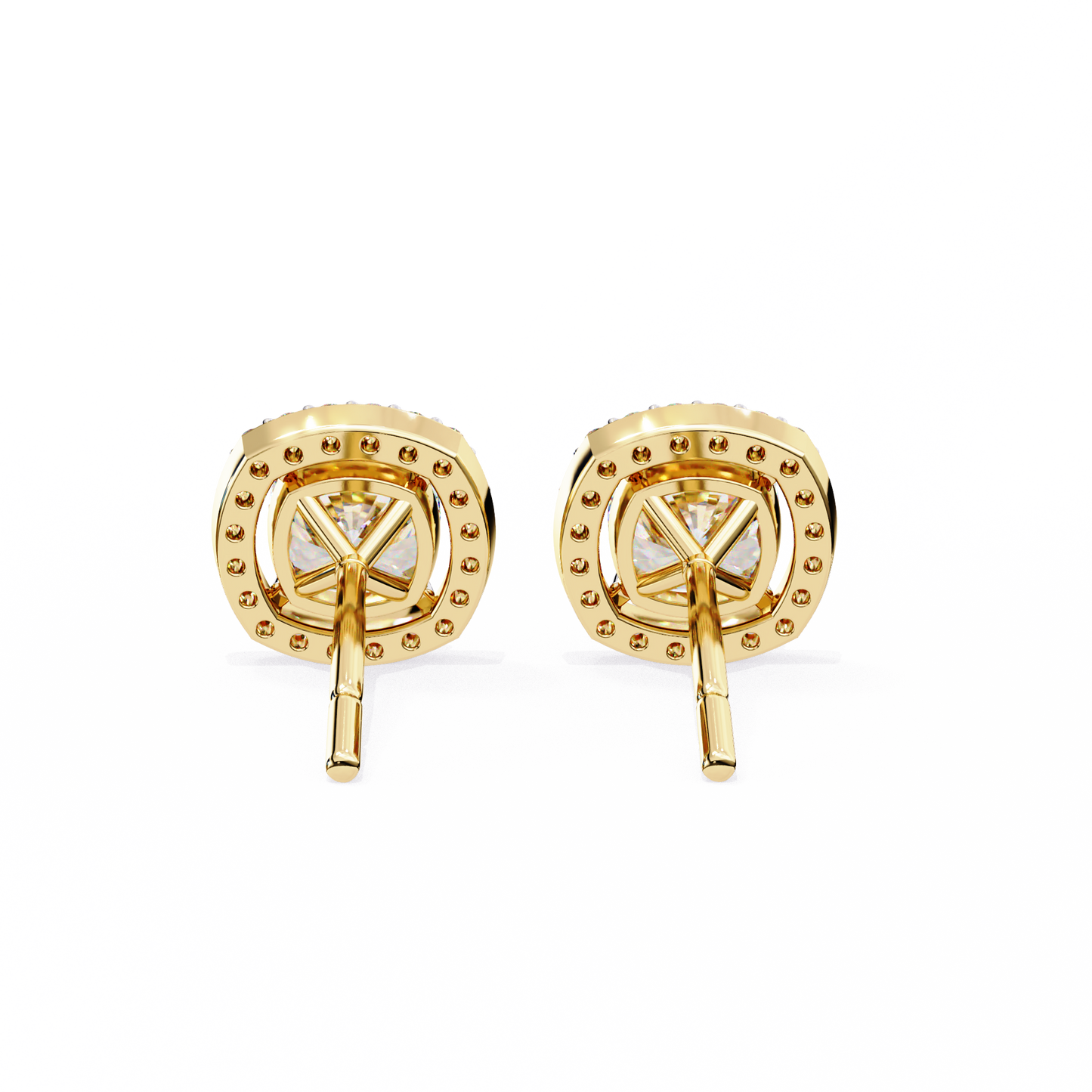 serene cushion halo lab grown diamond studs