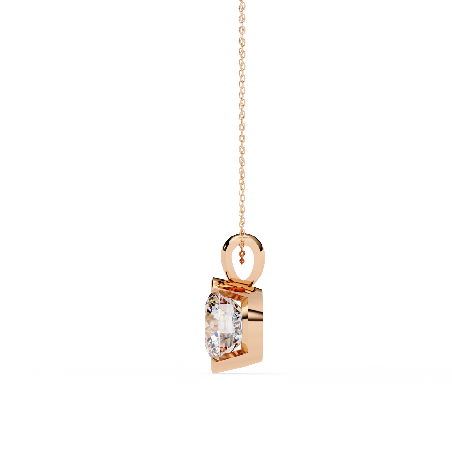 solara bezel round lab grown diamond pendant