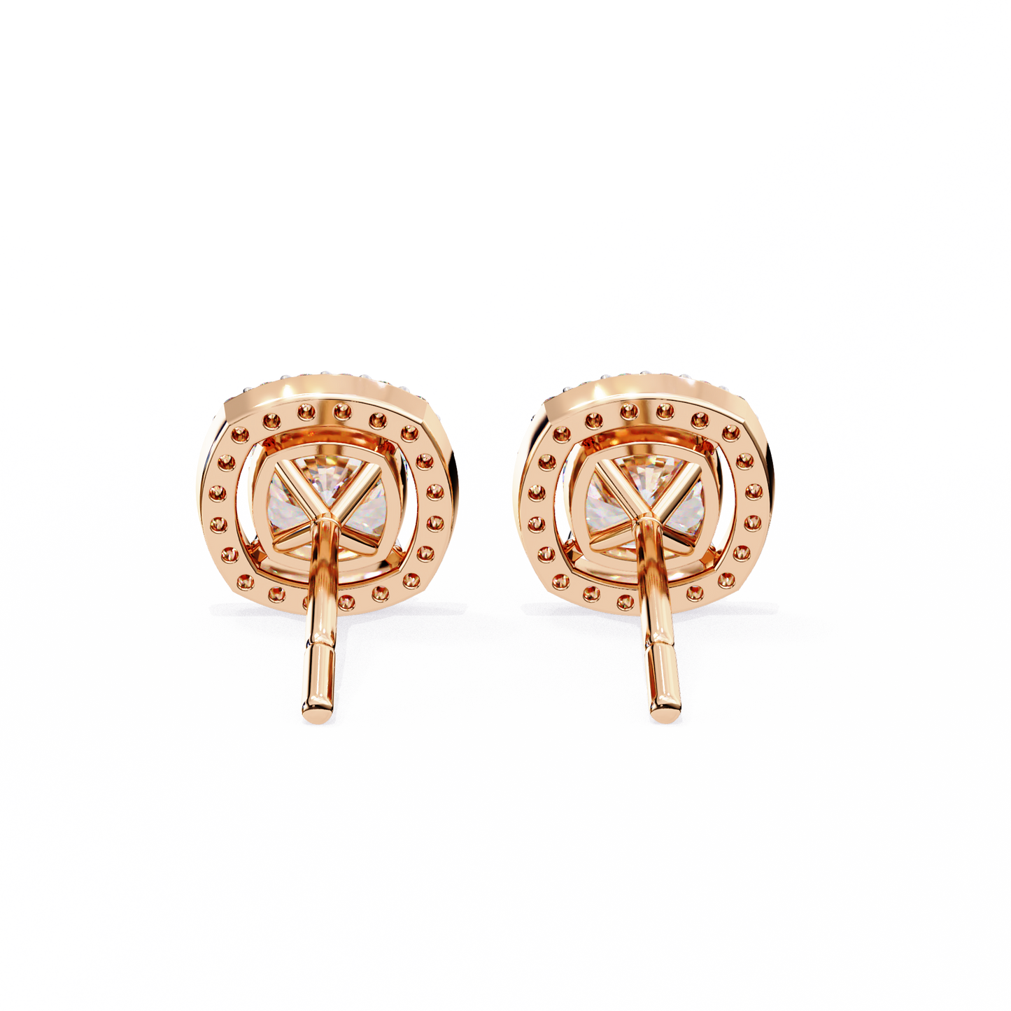 serene cushion halo lab grown diamond studs