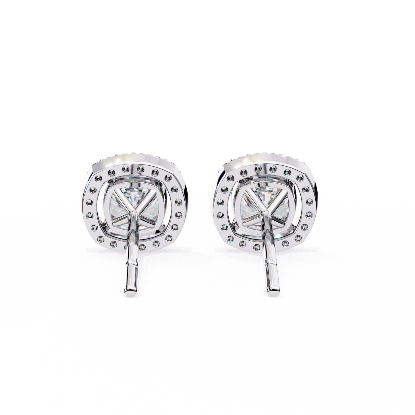 serene cushion halo lab grown diamond studs