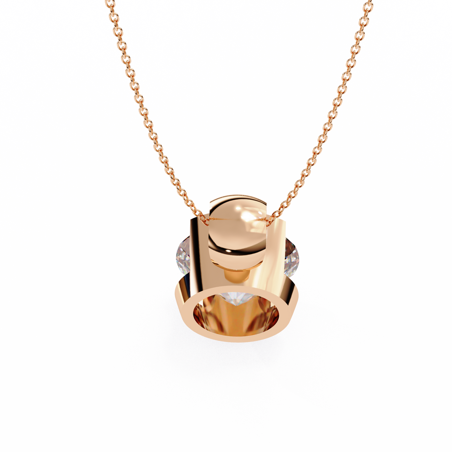 solara bezel round lab grown diamond pendant
