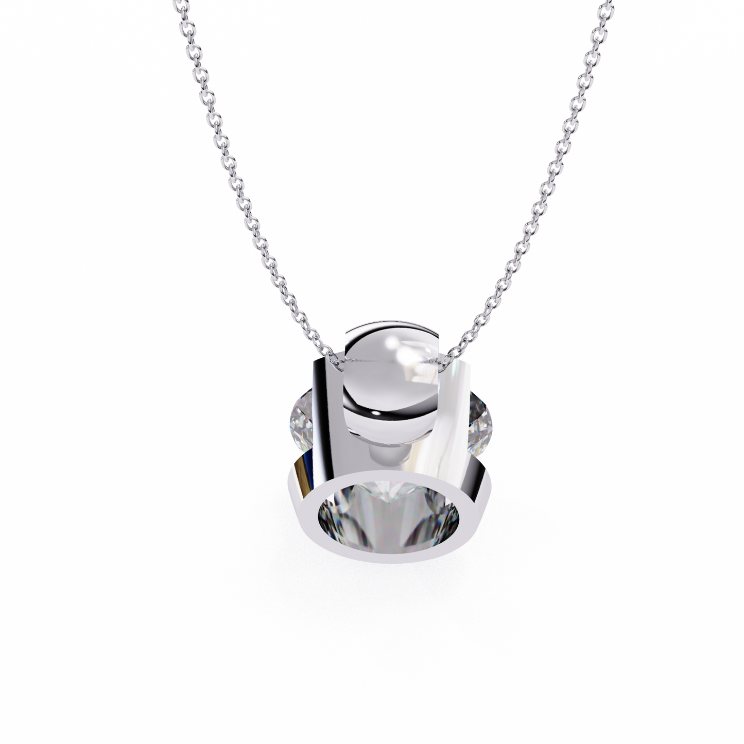 solara bezel round lab grown diamond pendant