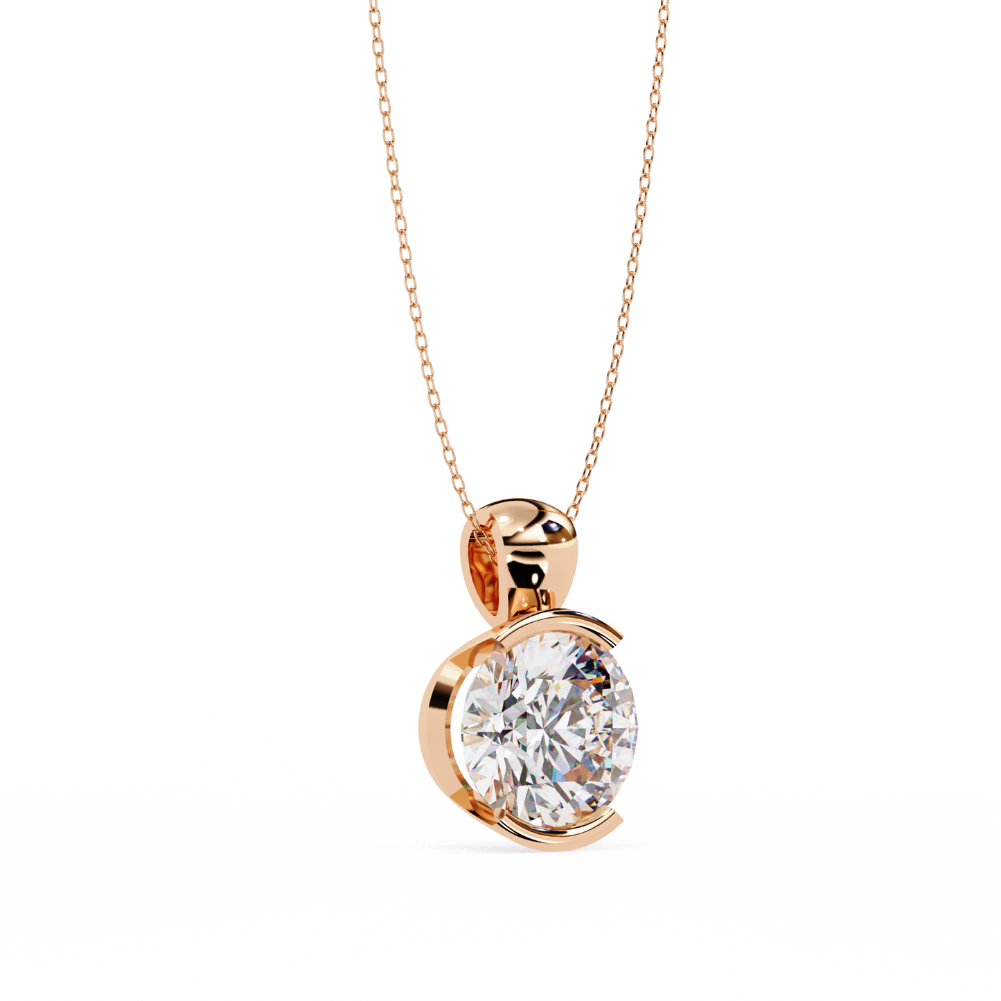 solara bezel round lab grown diamond pendant