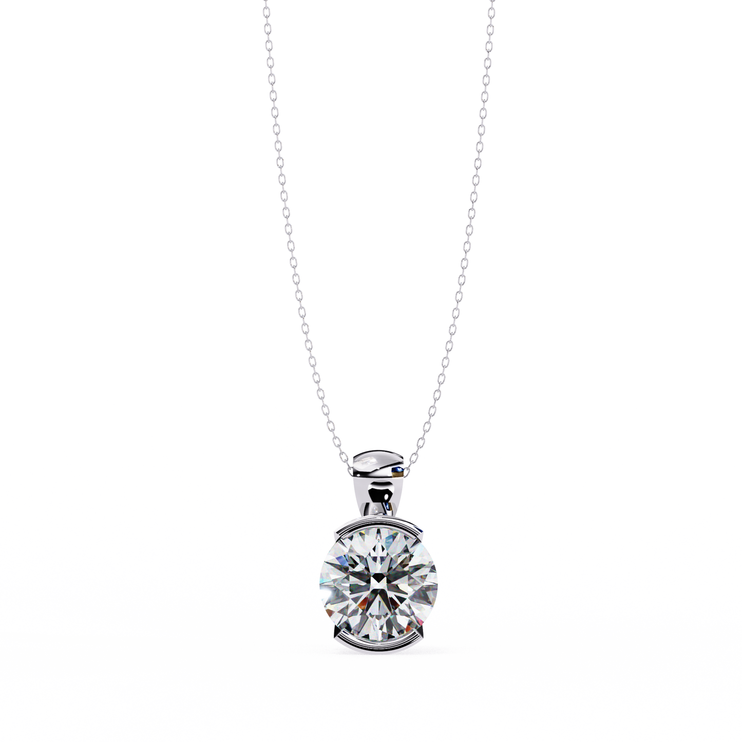 solara bezel round lab grown diamond pendant
