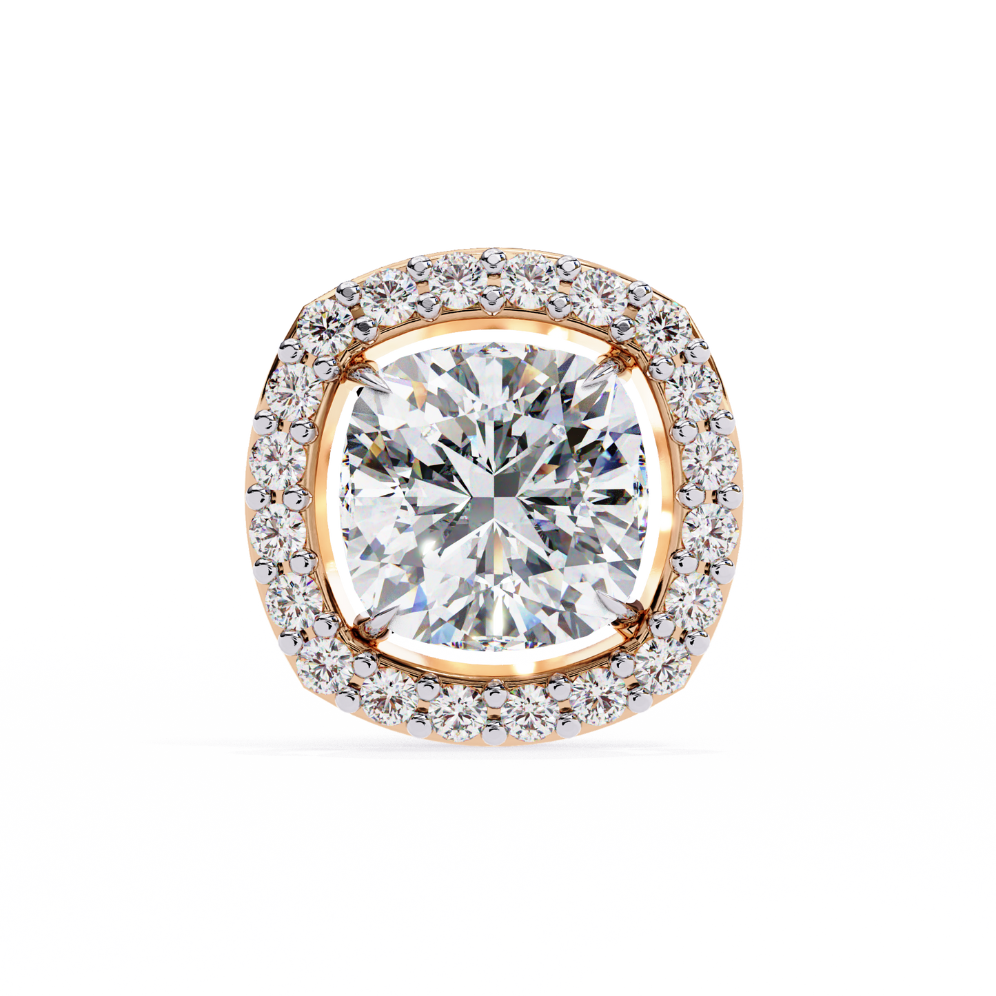 serene cushion halo lab grown diamond studs