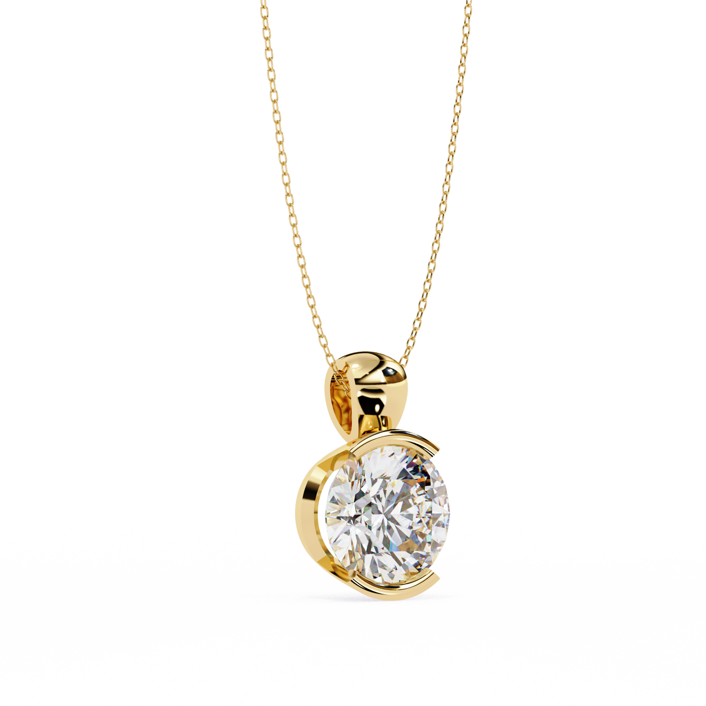 solara bezel round lab grown diamond pendant